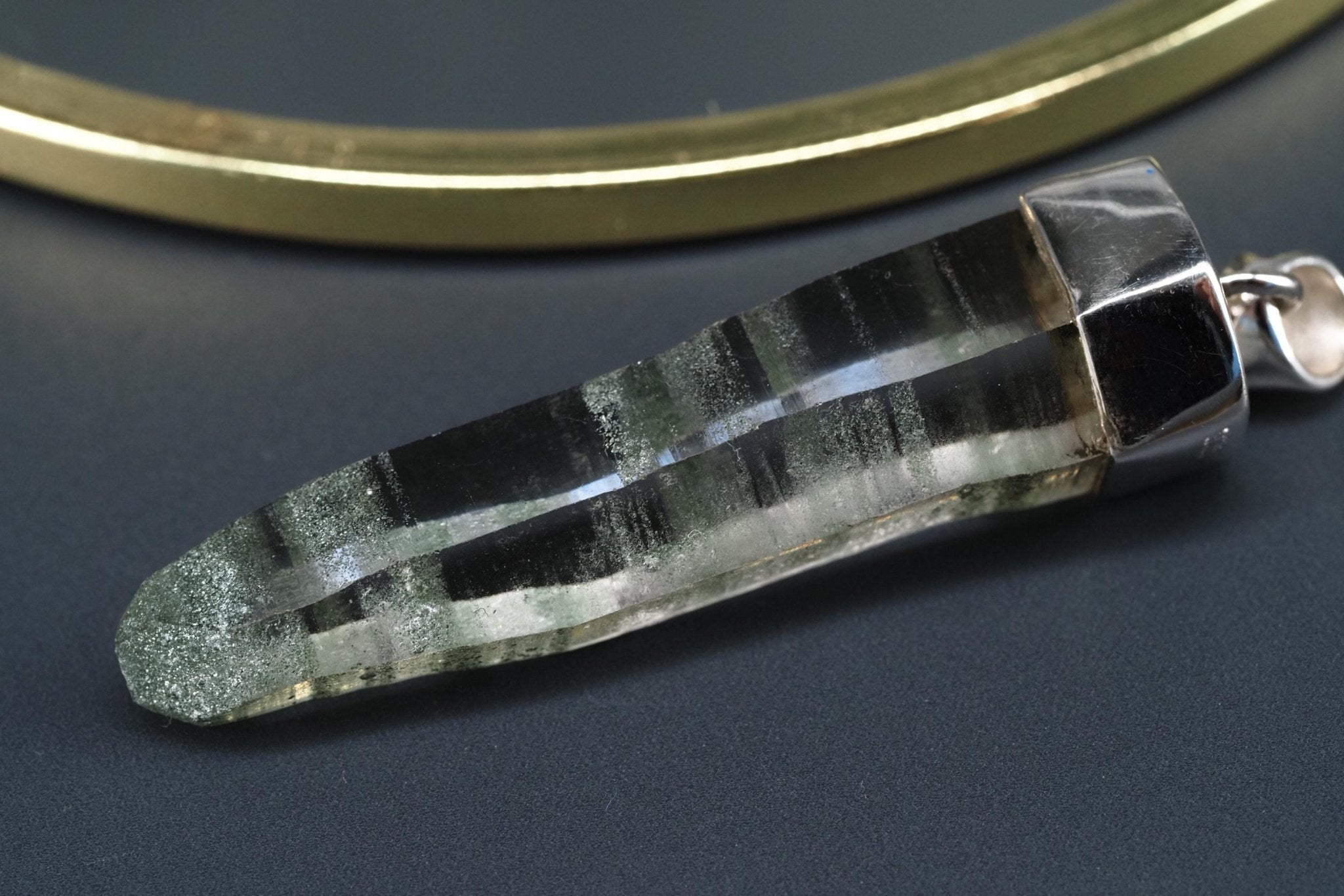 Bergkristall Aktinolith Anhänger Silber Österreich 53mm