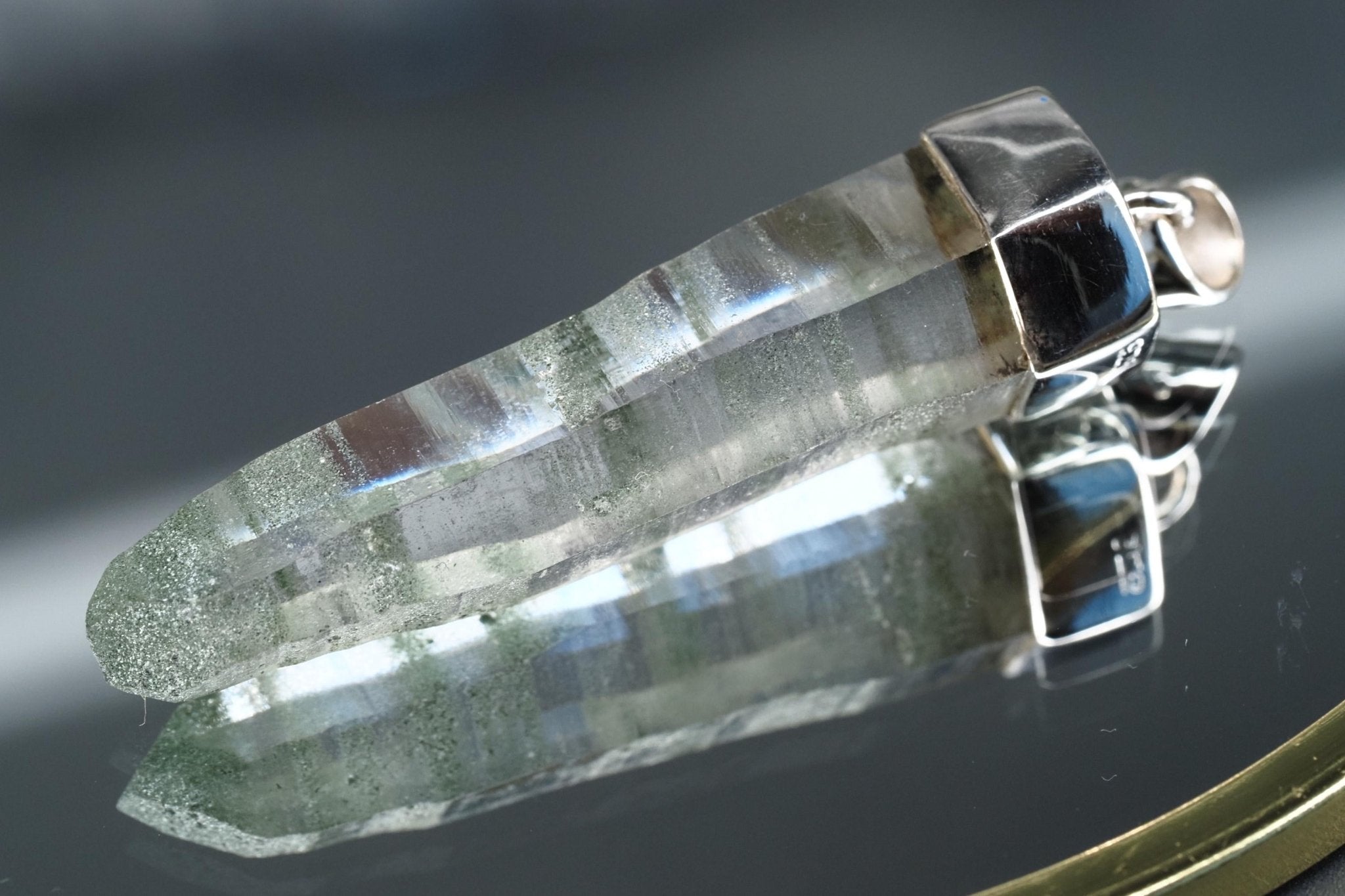 Bergkristall Aktinolith Anhänger Silber Österreich 53mm