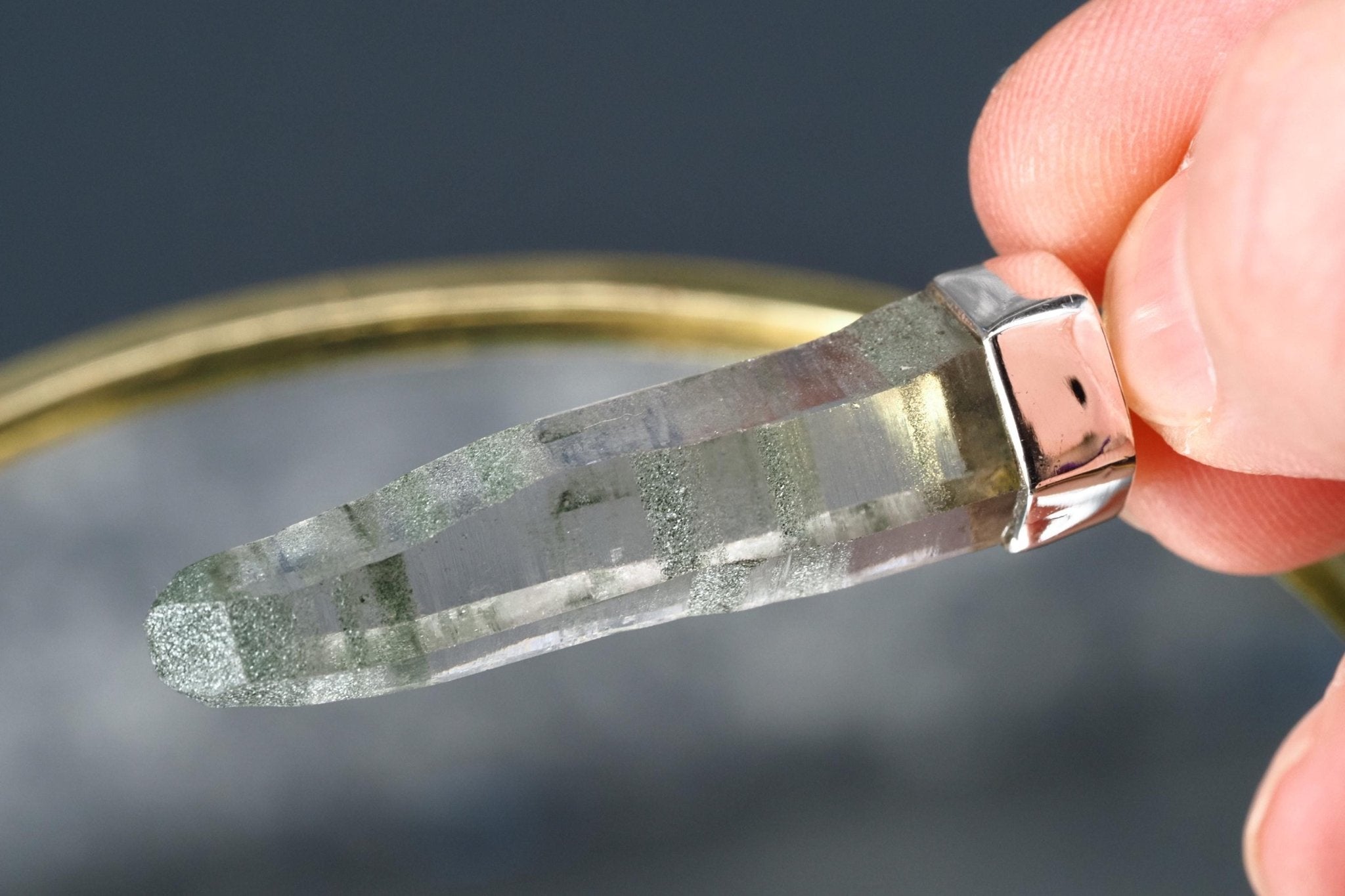 Bergkristall Aktinolith Anhänger Silber Österreich 53mm