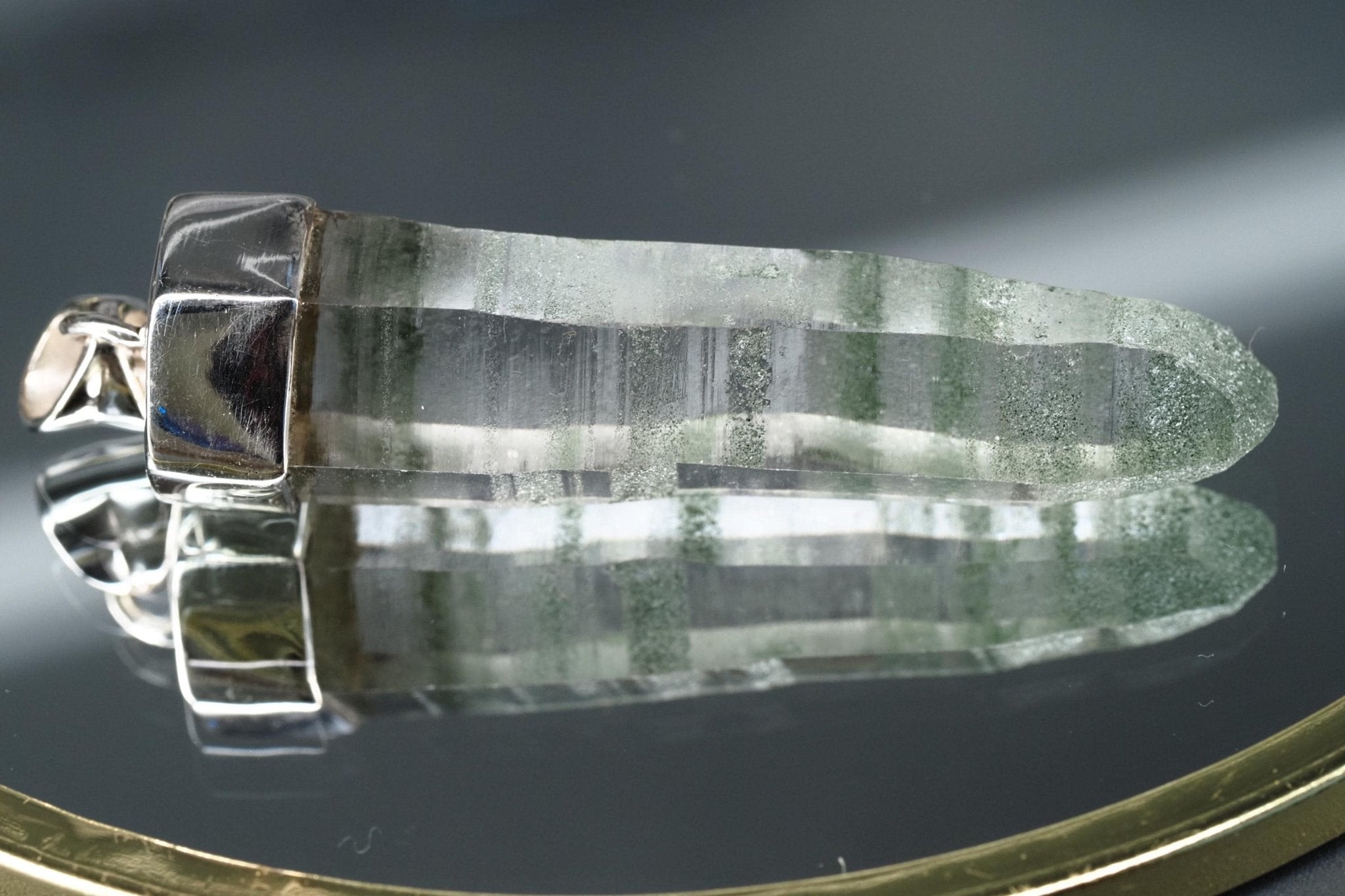 Bergkristall Aktinolith Anhänger Silber Österreich 53mm