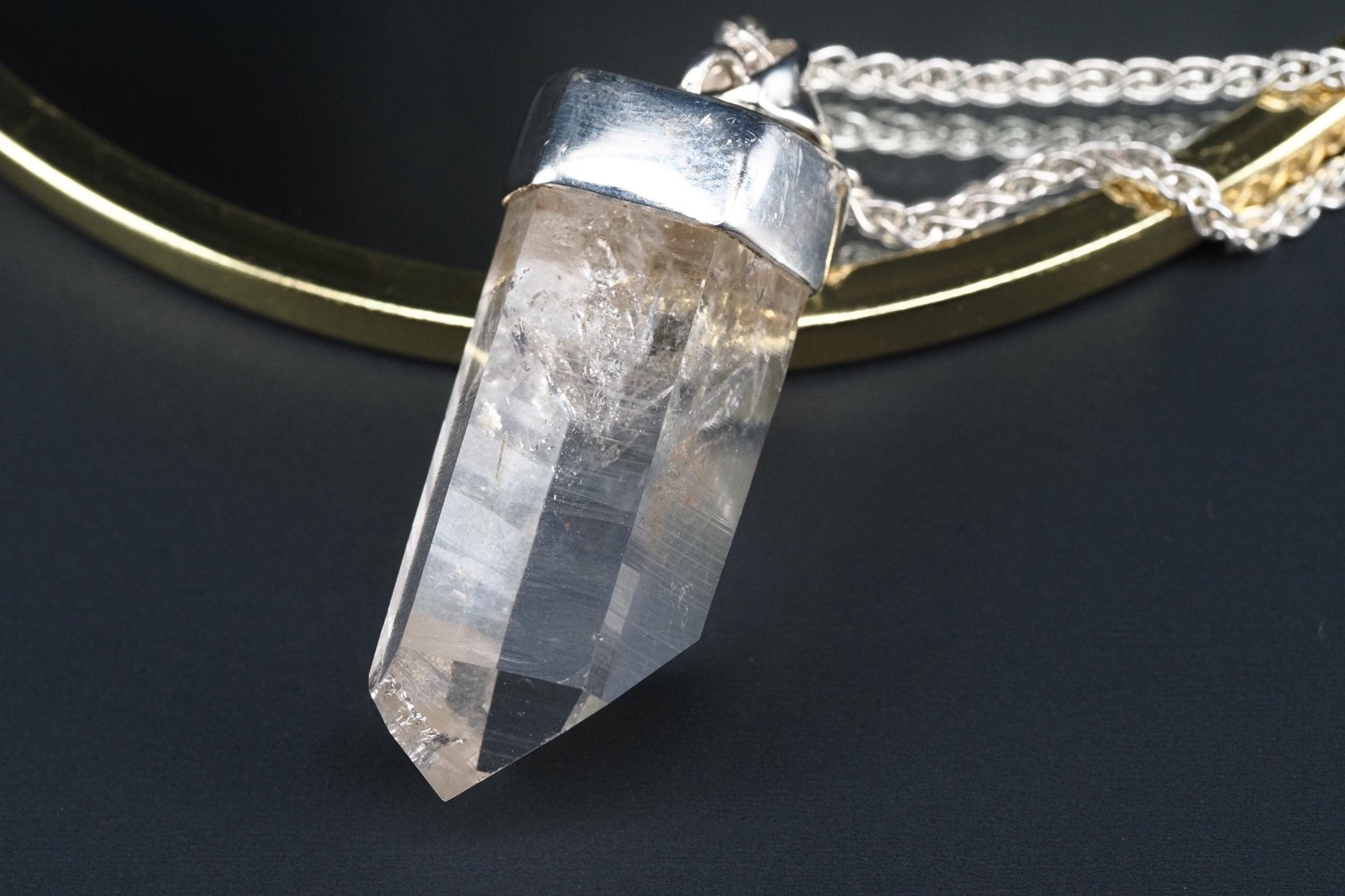 Bergkristall Anhänger Silber Österreich 43,8mm Länge