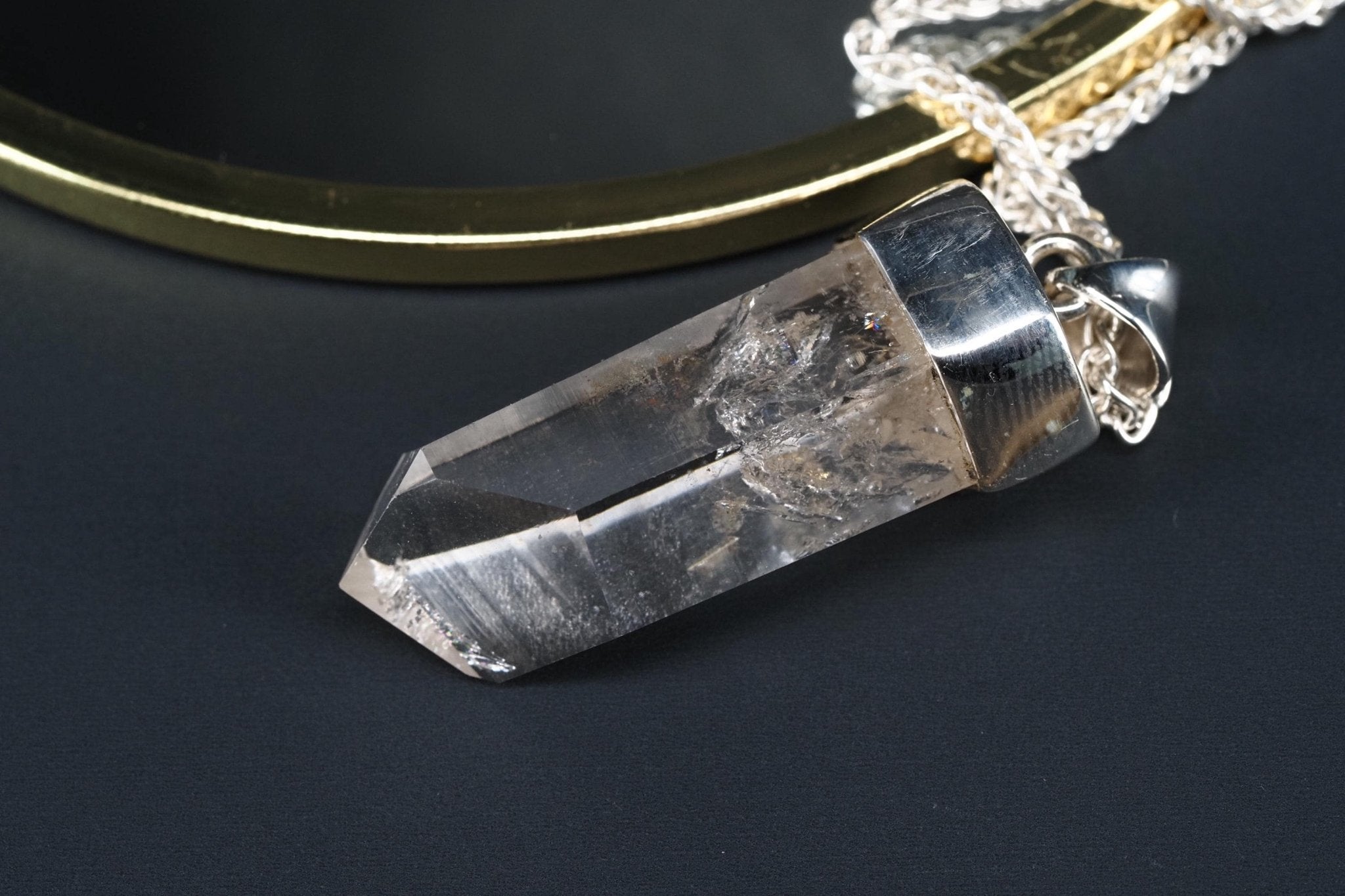 Bergkristall Anhänger Silber Österreich 43,8mm Länge