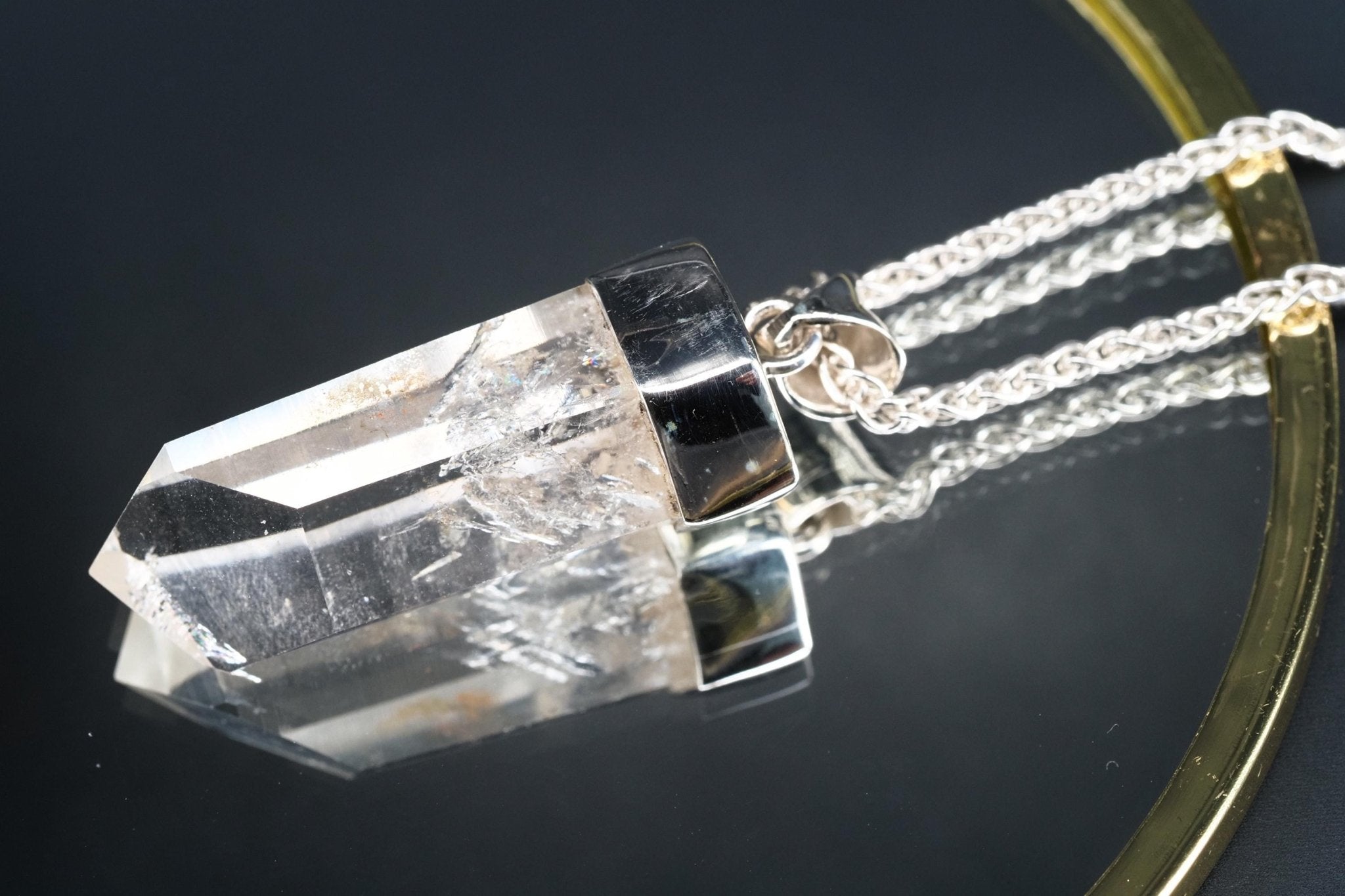 Bergkristall Anhänger Silber Österreich 43,8mm Länge