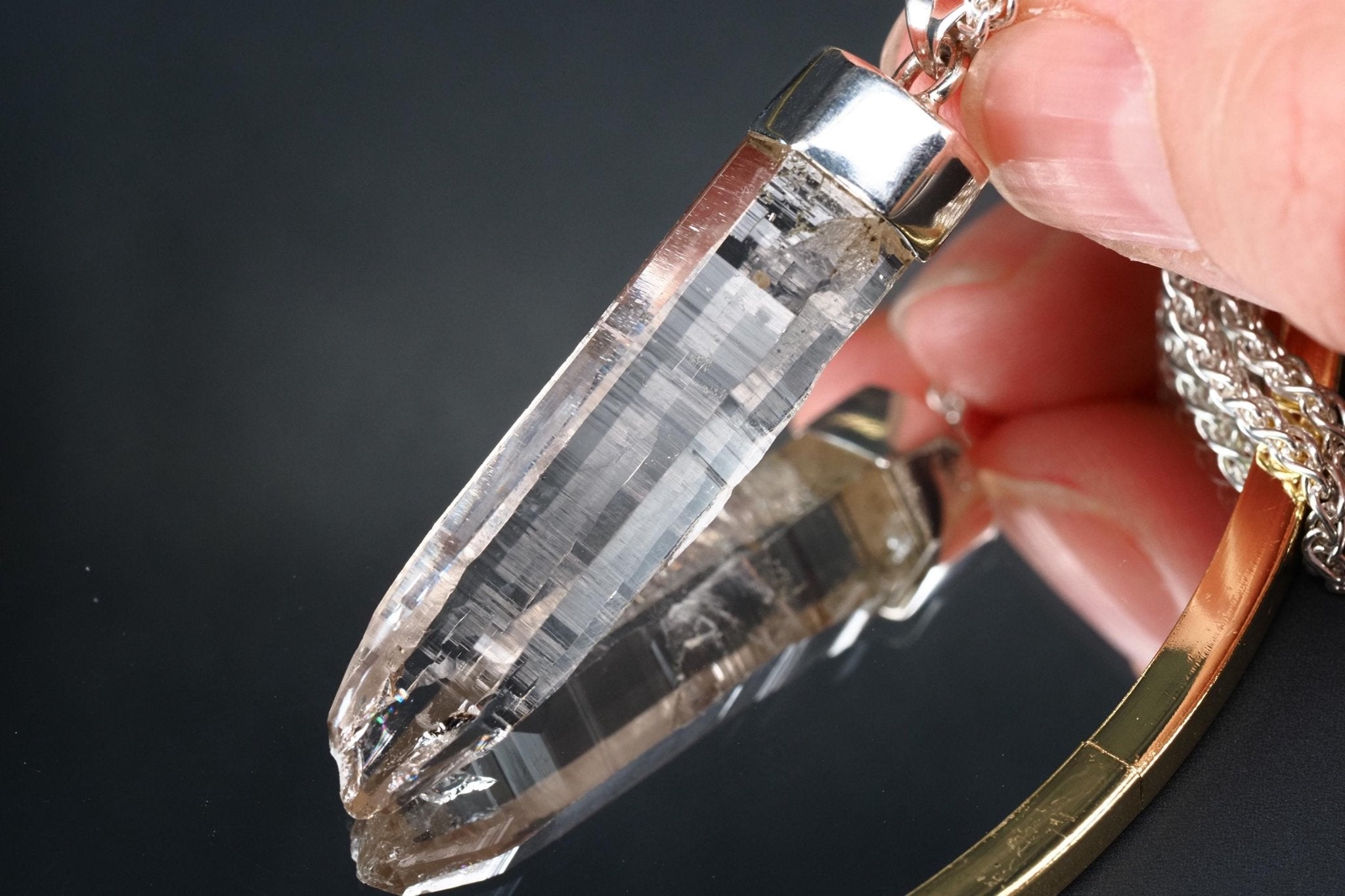 Bergkristall Anhänger Silber Österreich 52mm Länge