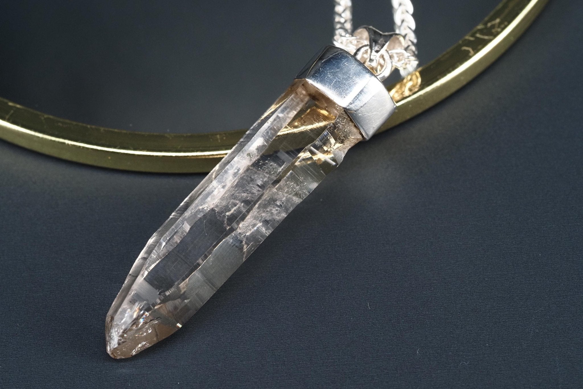 Bergkristall Anhänger Silber Österreich 52mm Länge