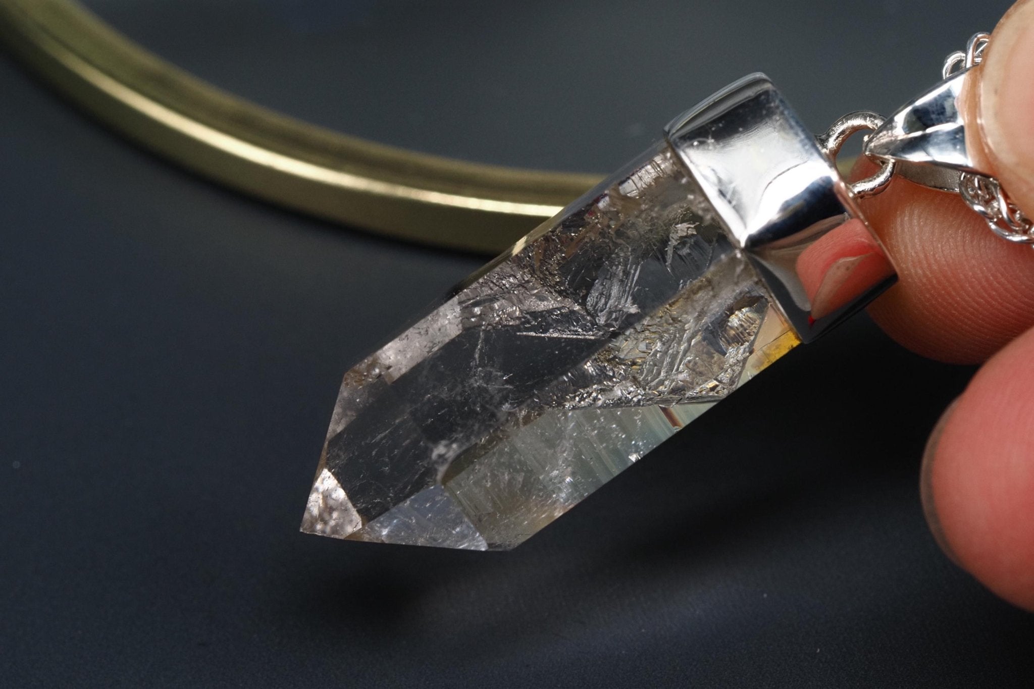 Bergkristall Anhänger Silber Österreich Länge 43mm