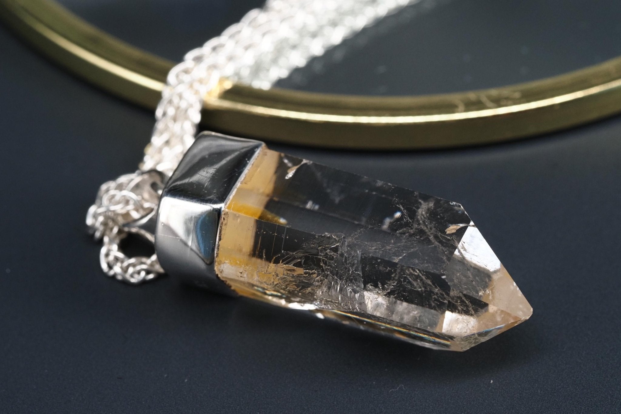 Bergkristall Anhänger Silber Österreich Länge 43mm