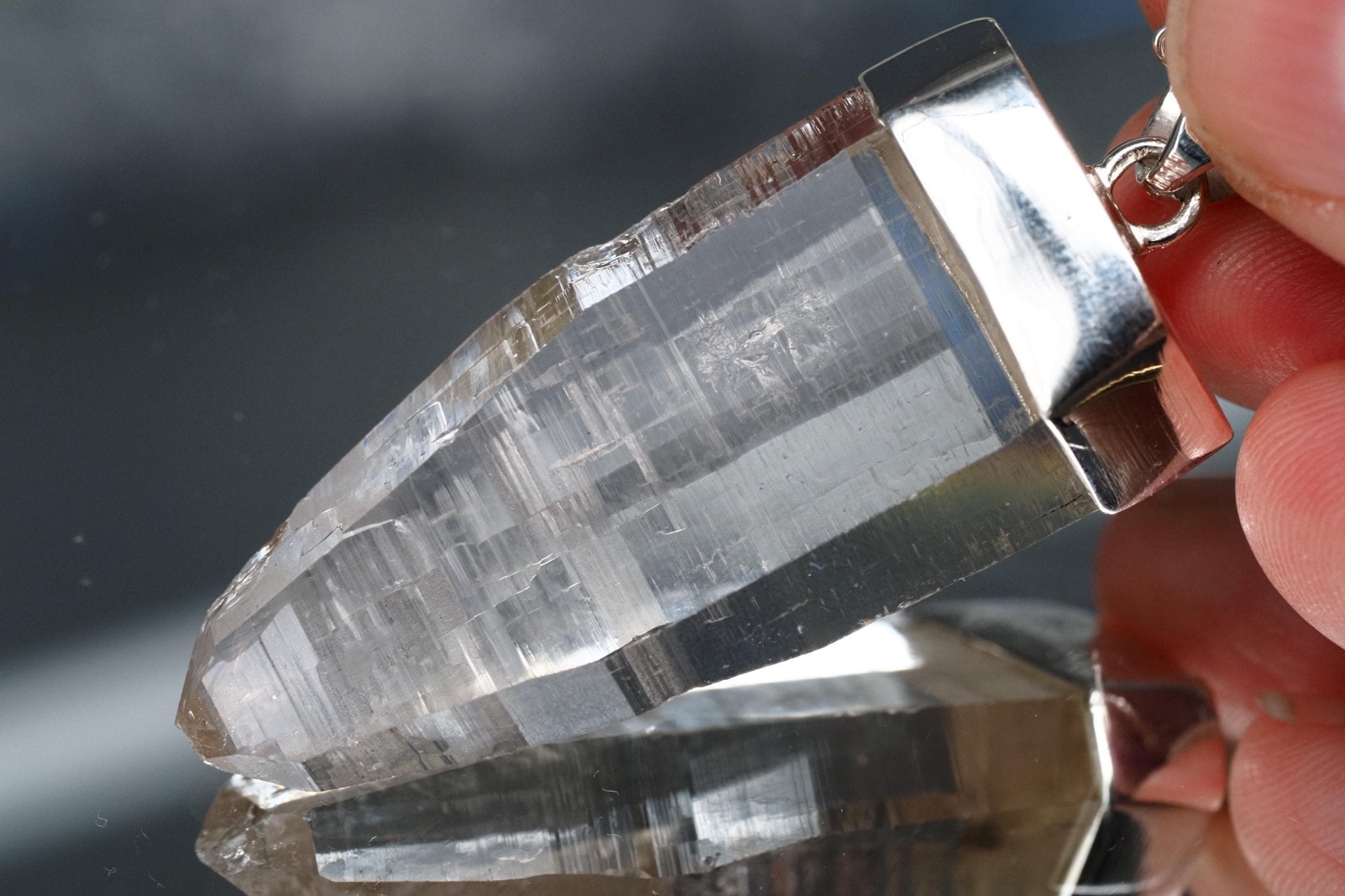 Bergkristall Anhänger Silber Österreich Länge 52mm