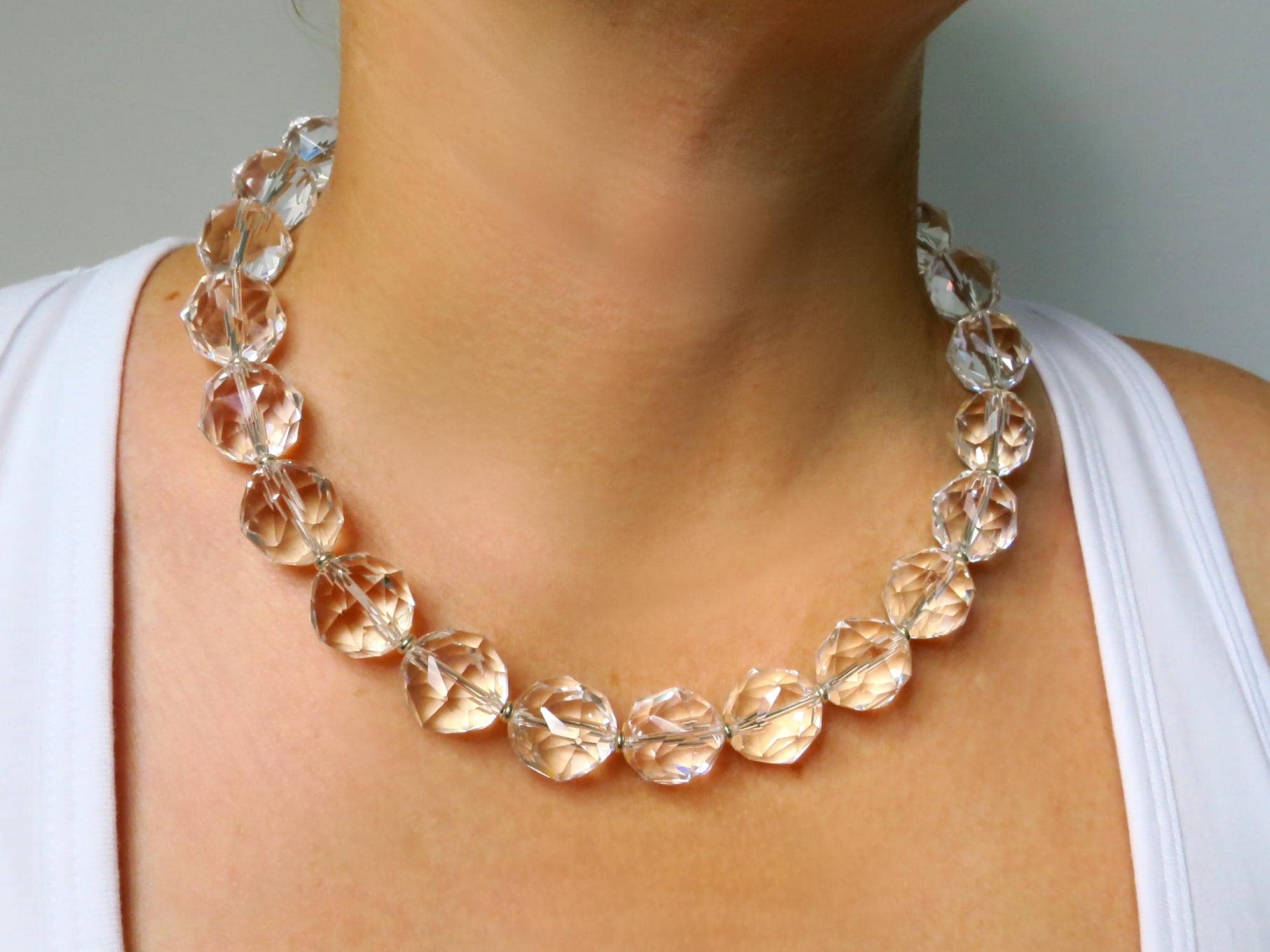 Bergkristall Edelsteinkette Silber 45,5cm Starcut