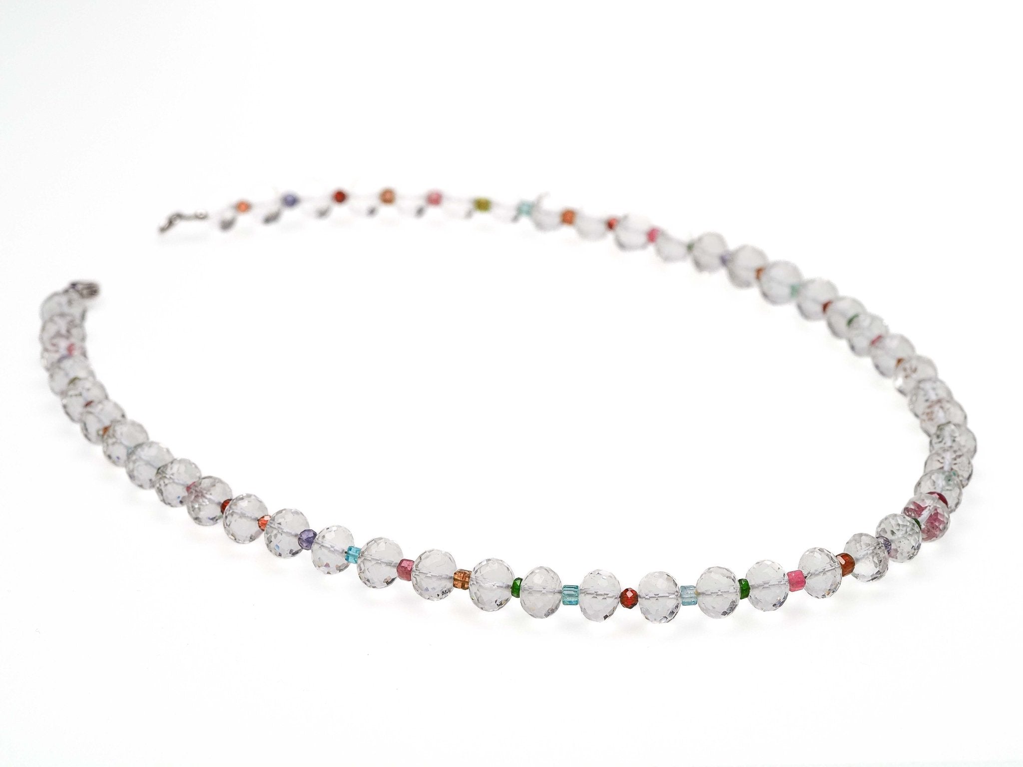 Bergkristall Kette 925er Silber bunte Edelsteine