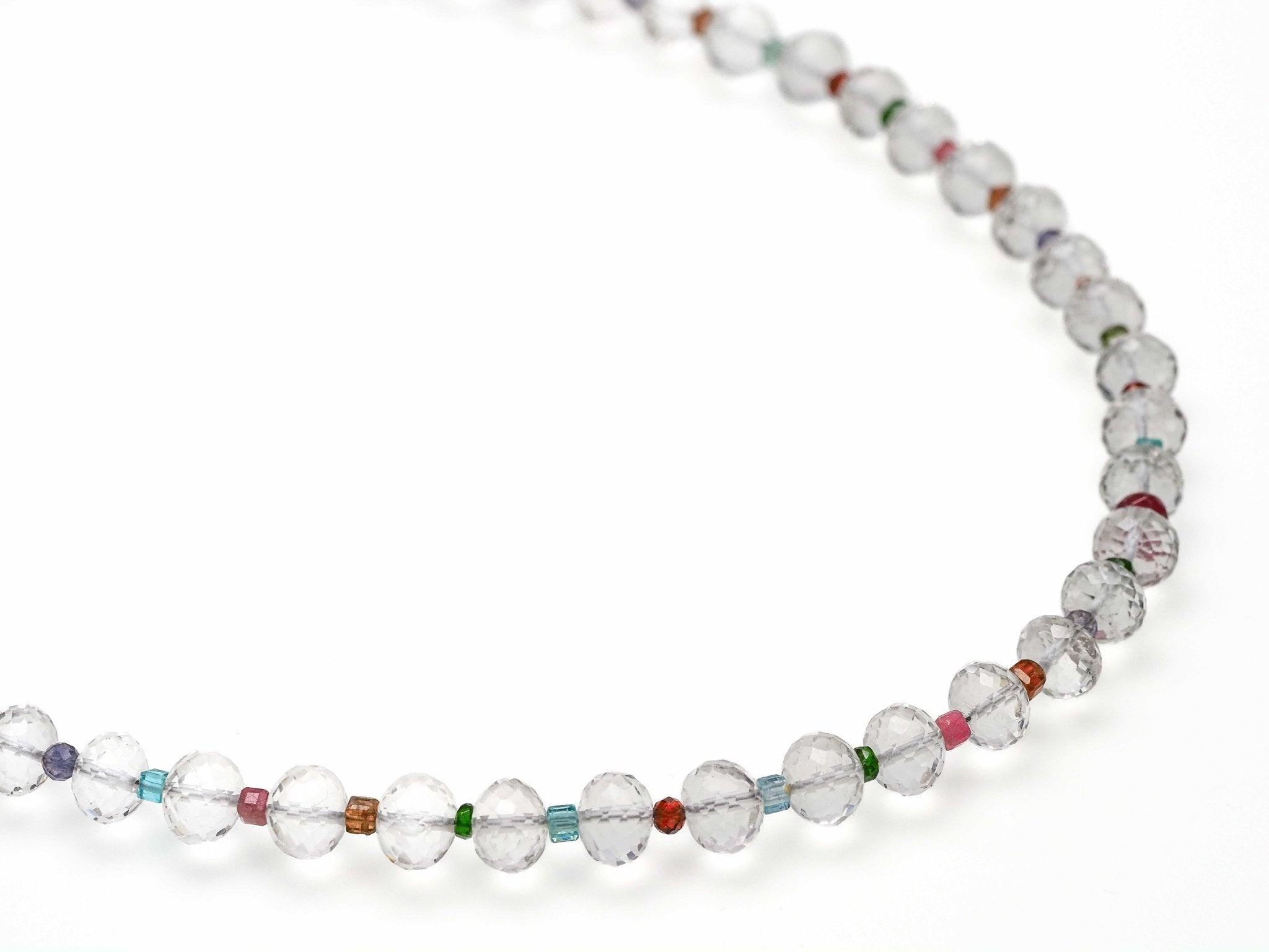 Bergkristall Kette 925er Silber bunte Edelsteine