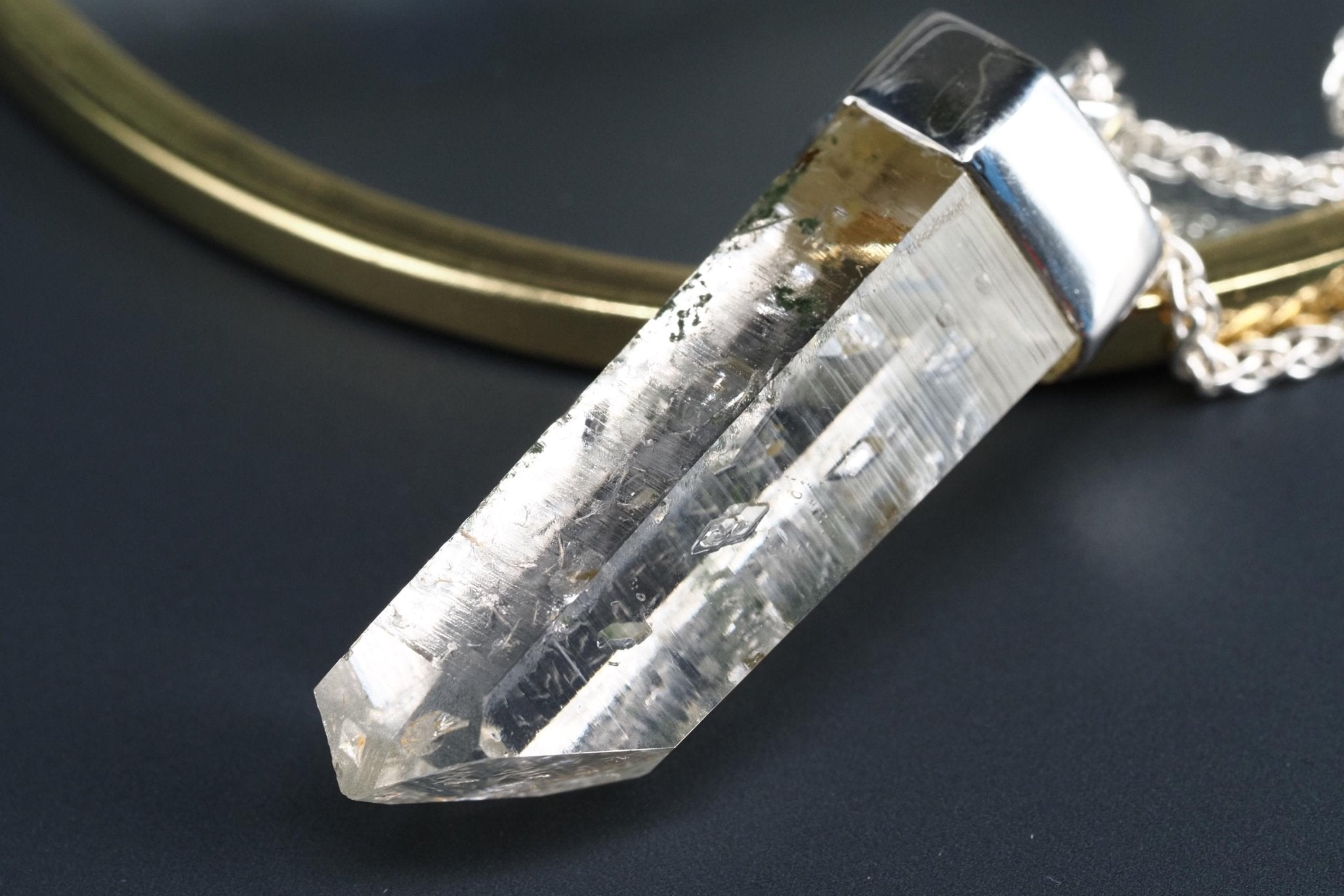 Bergkristall Namibia Silber Anhänger Länge mit Öse 49mm