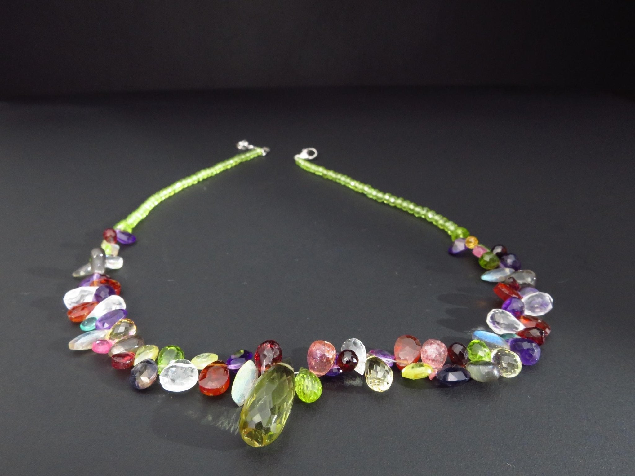 Bunte Edelstein Kette Amethyst Citrin Tropfen Granat