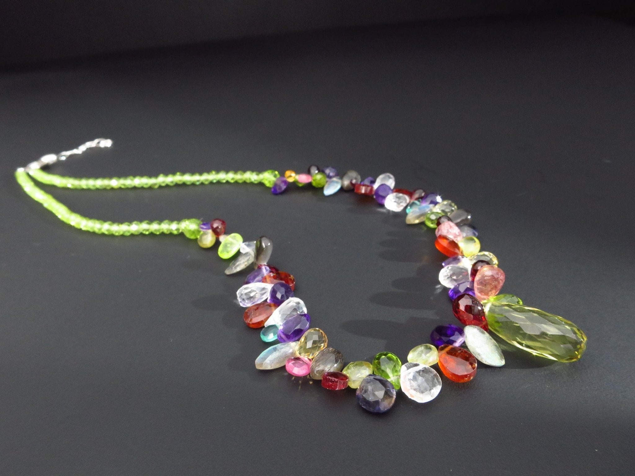 Bunte Edelstein Kette Amethyst Citrin Tropfen Granat