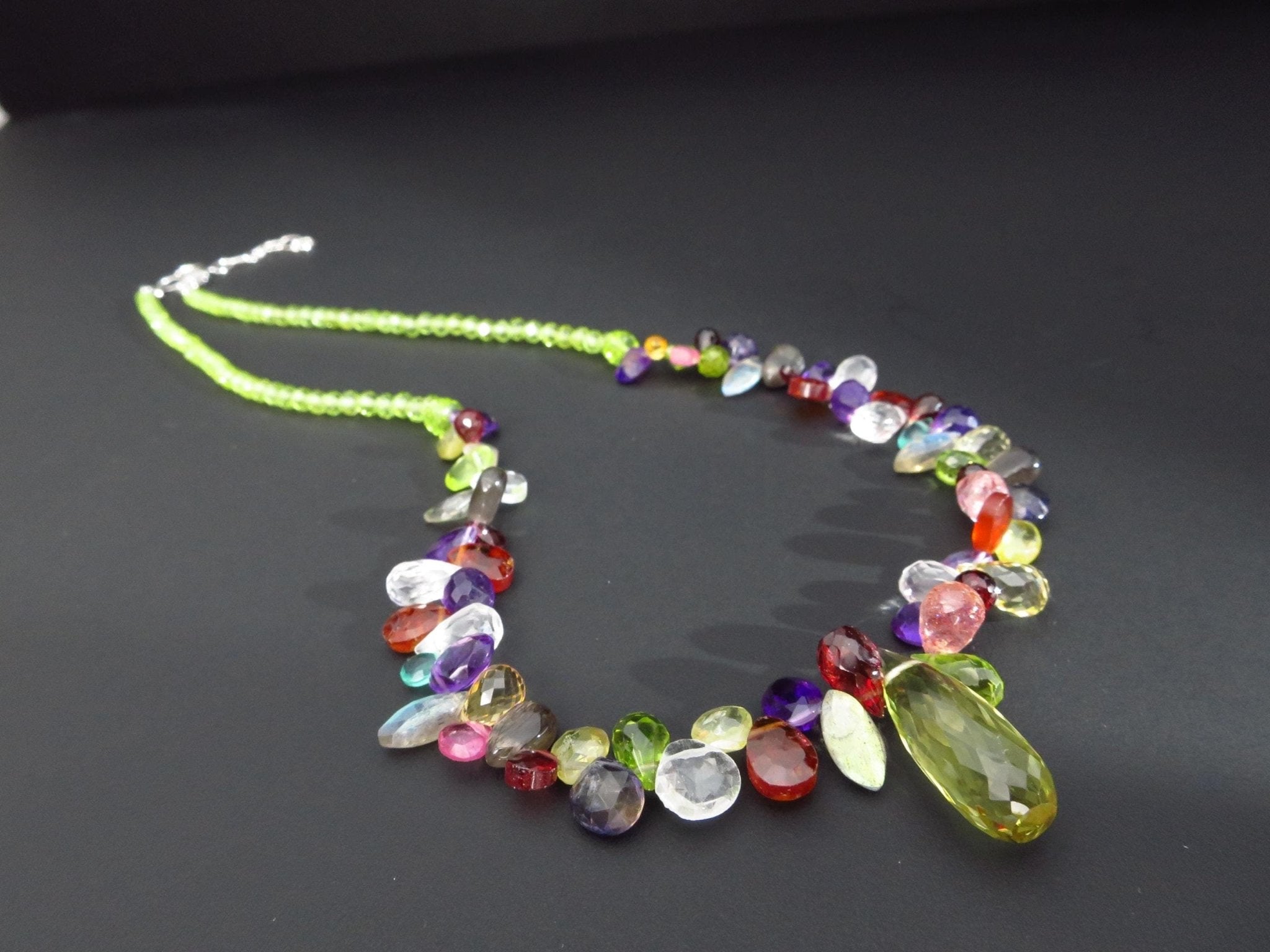 Bunte Edelstein Kette Amethyst Citrin Tropfen Granat