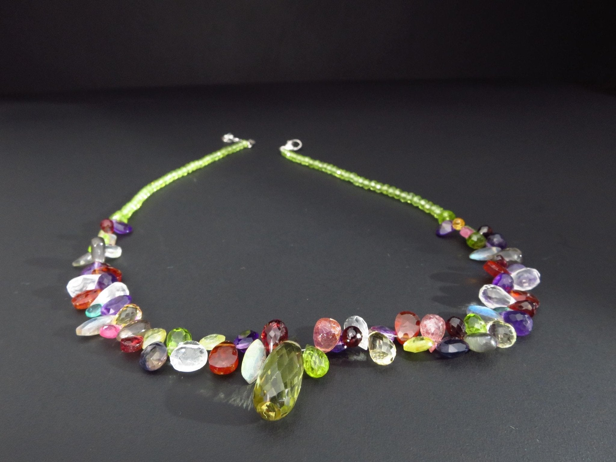 Bunte Edelstein Kette Amethyst Citrin Tropfen Granat