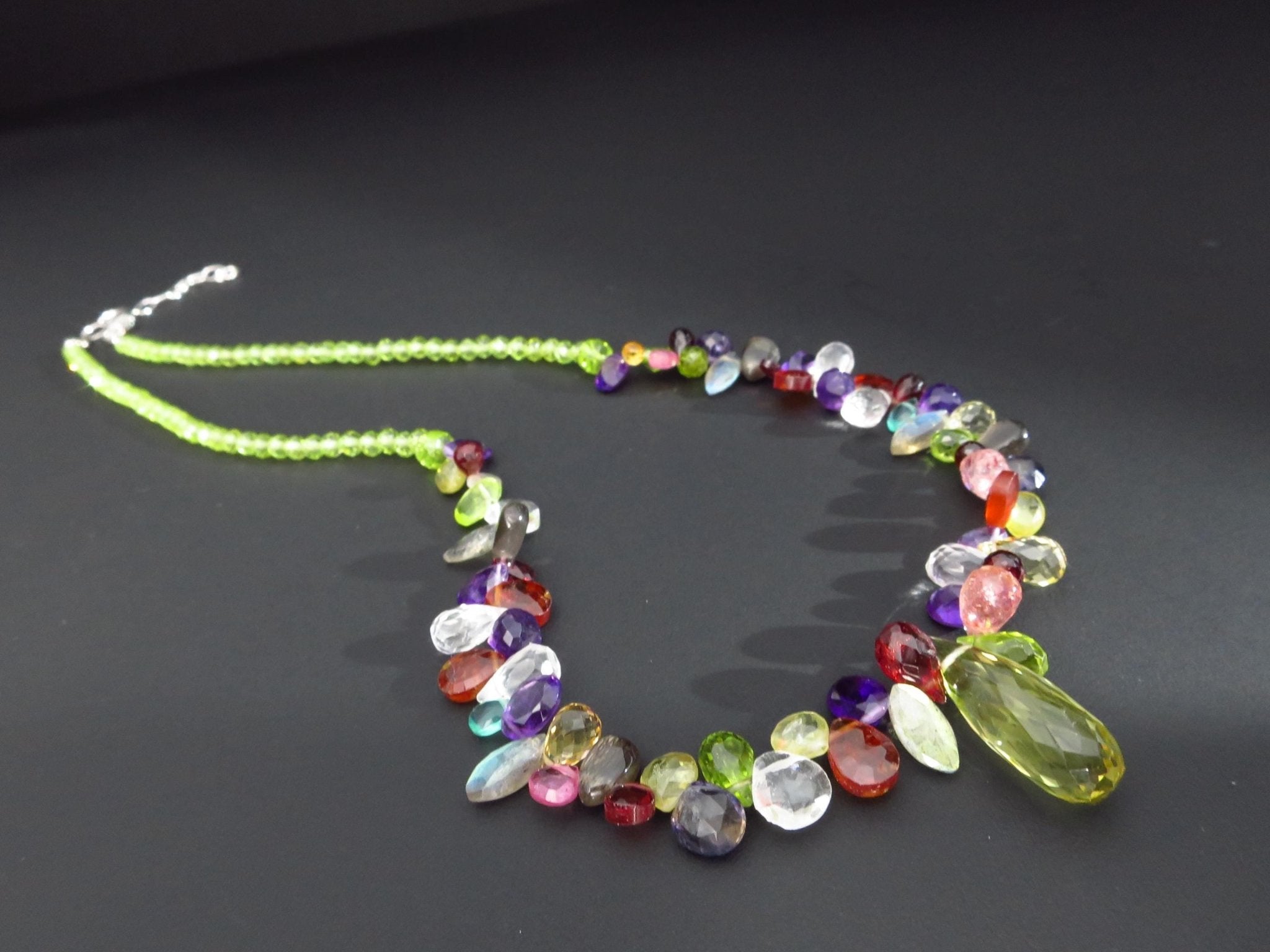 Bunte Edelstein Kette Amethyst Citrin Tropfen Granat