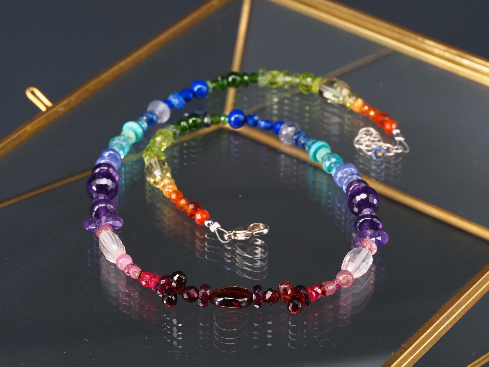 Bunte Edelstein Kette bunte farbenfrohe Energie