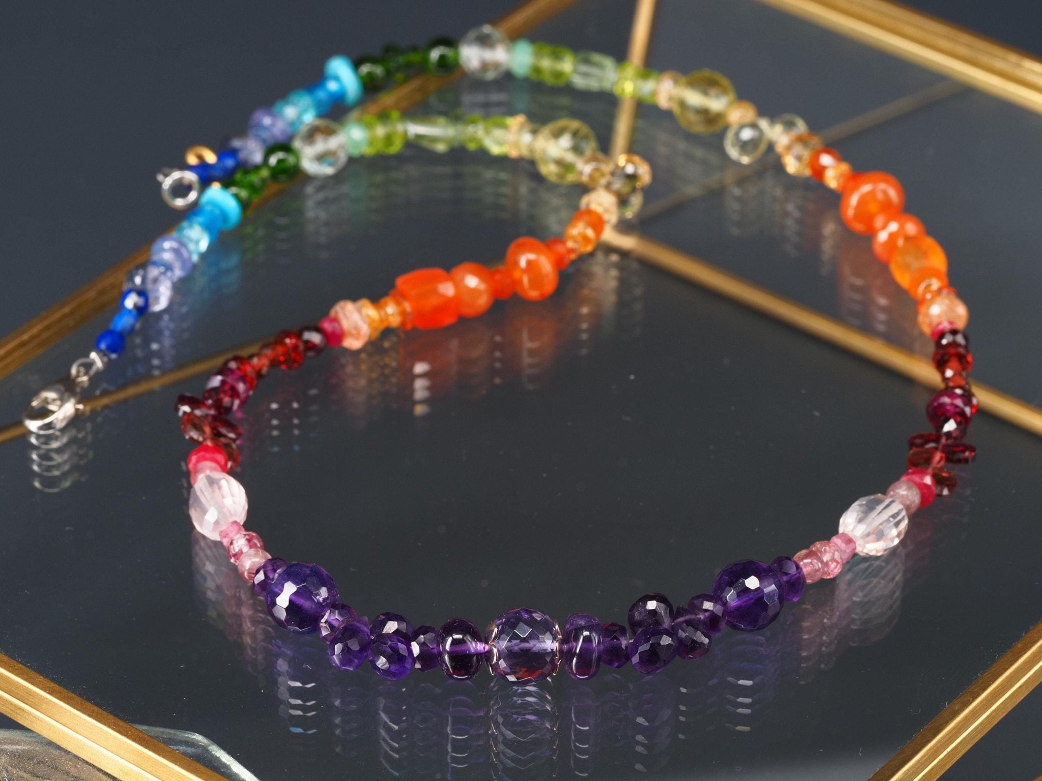 Bunte Edelstein Kette farbenfrohe Energie Chakra Halskette