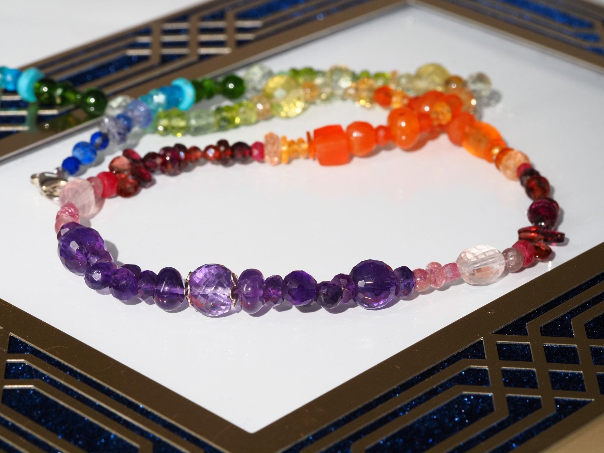 Bunte Edelstein Kette farbenfrohe Energie Chakra Halskette