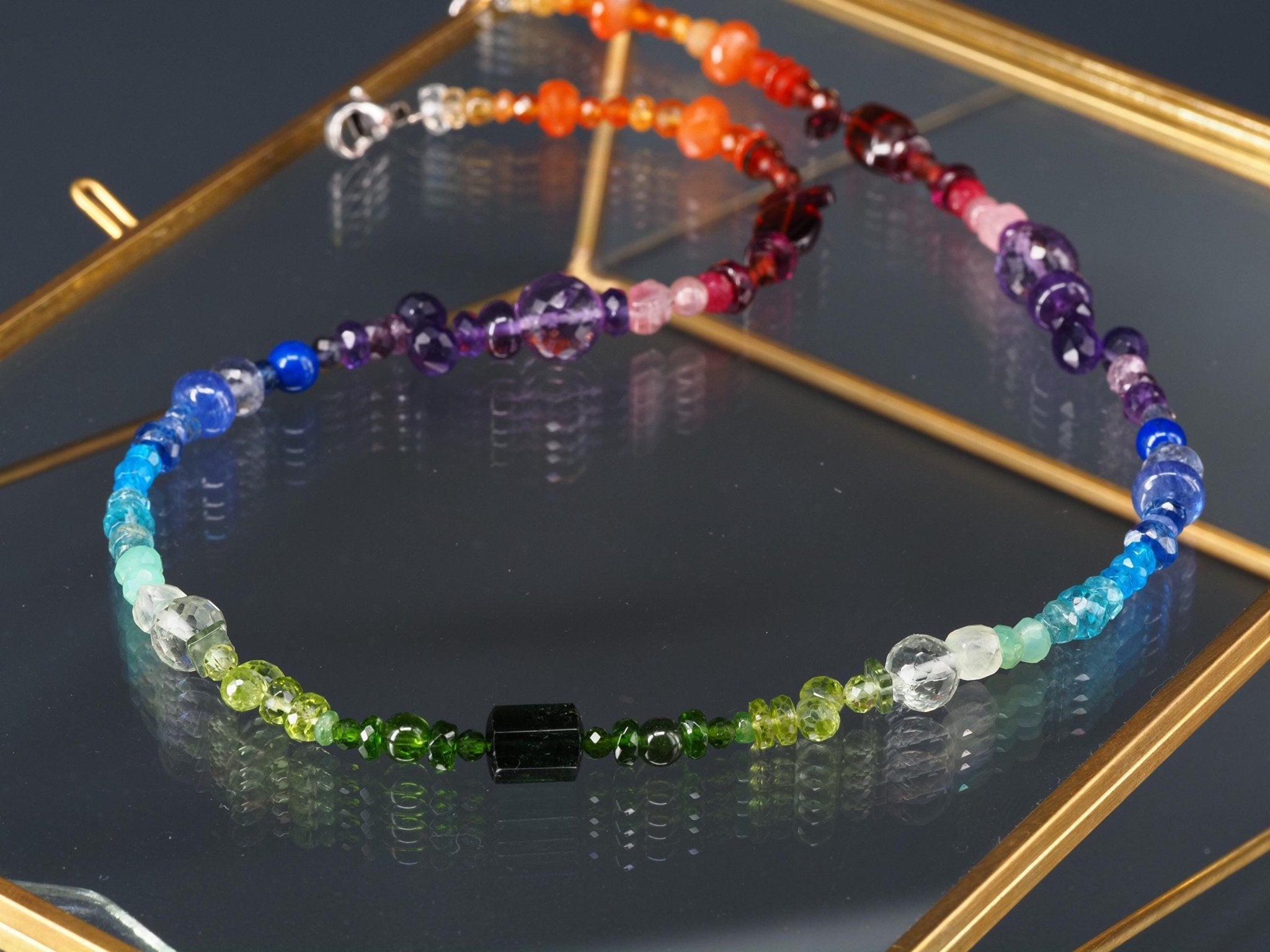 Bunte Edelstein Kette Länge 43cm farbenfrohe Energie