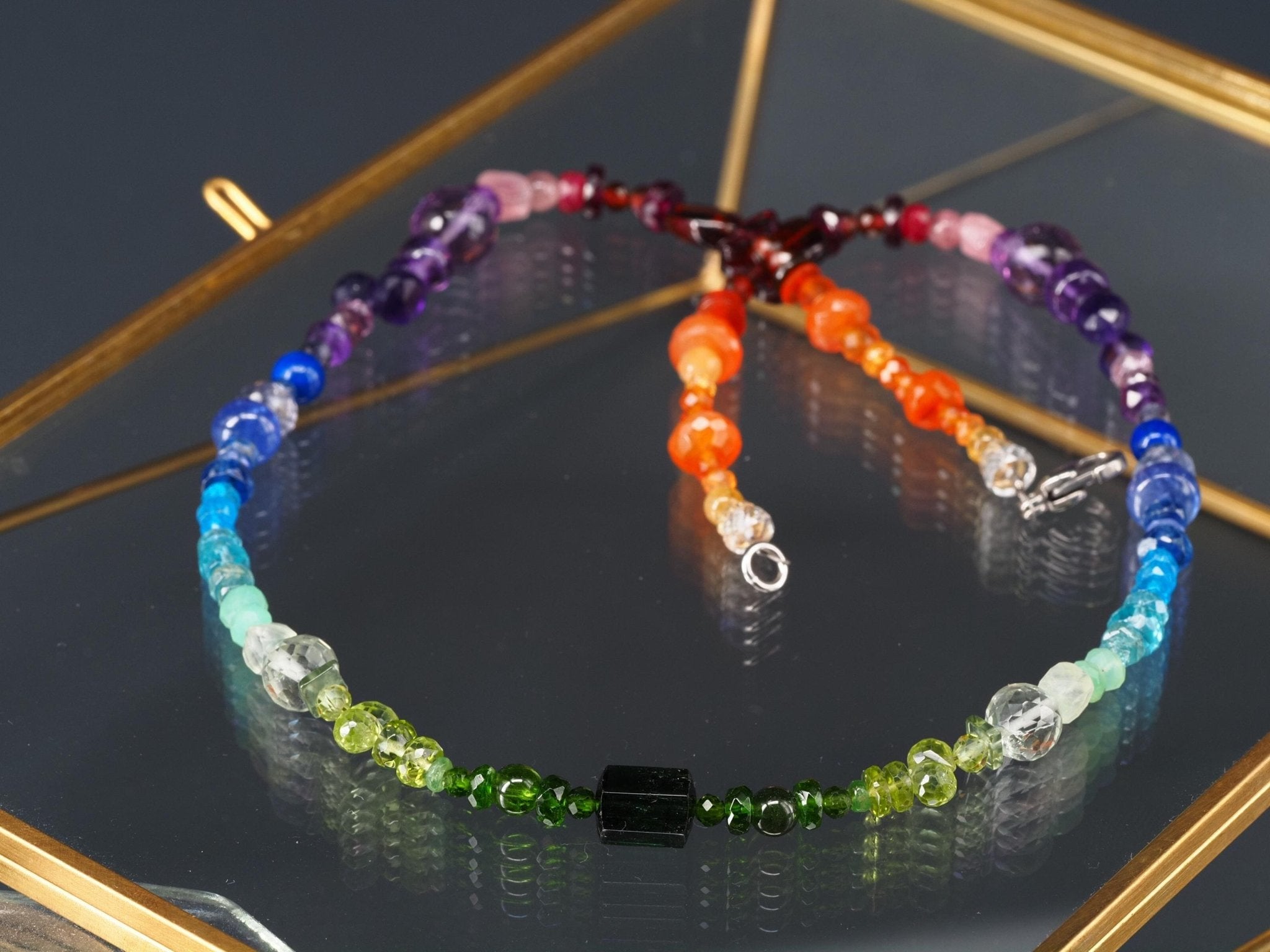 Bunte Edelstein Kette Länge 43cm farbenfrohe Energie