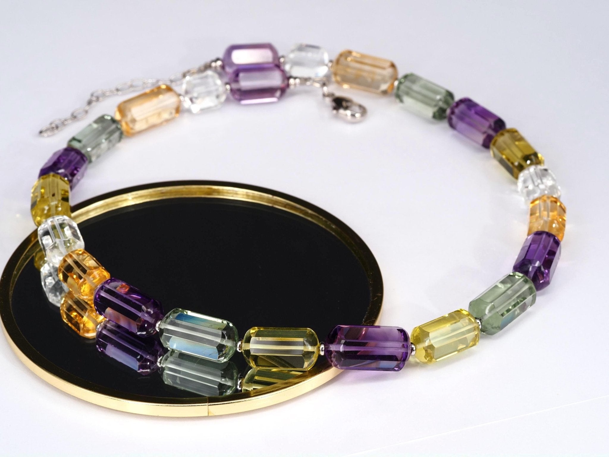 Bunte Edelstein Kette – makelloses Collier aus AAA Natursteinen