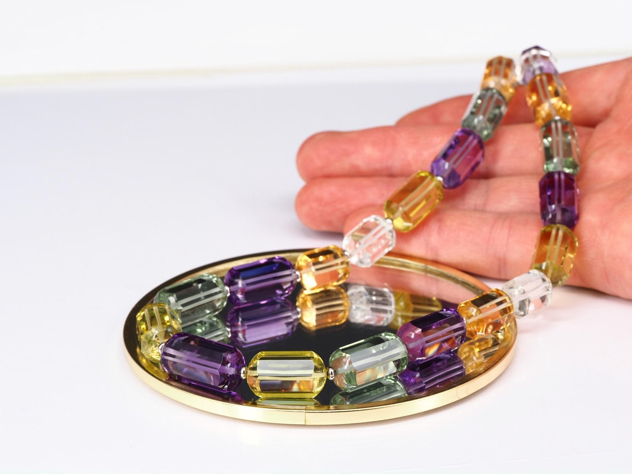 Bunte Edelstein Kette – makelloses Collier aus AAA Natursteinen