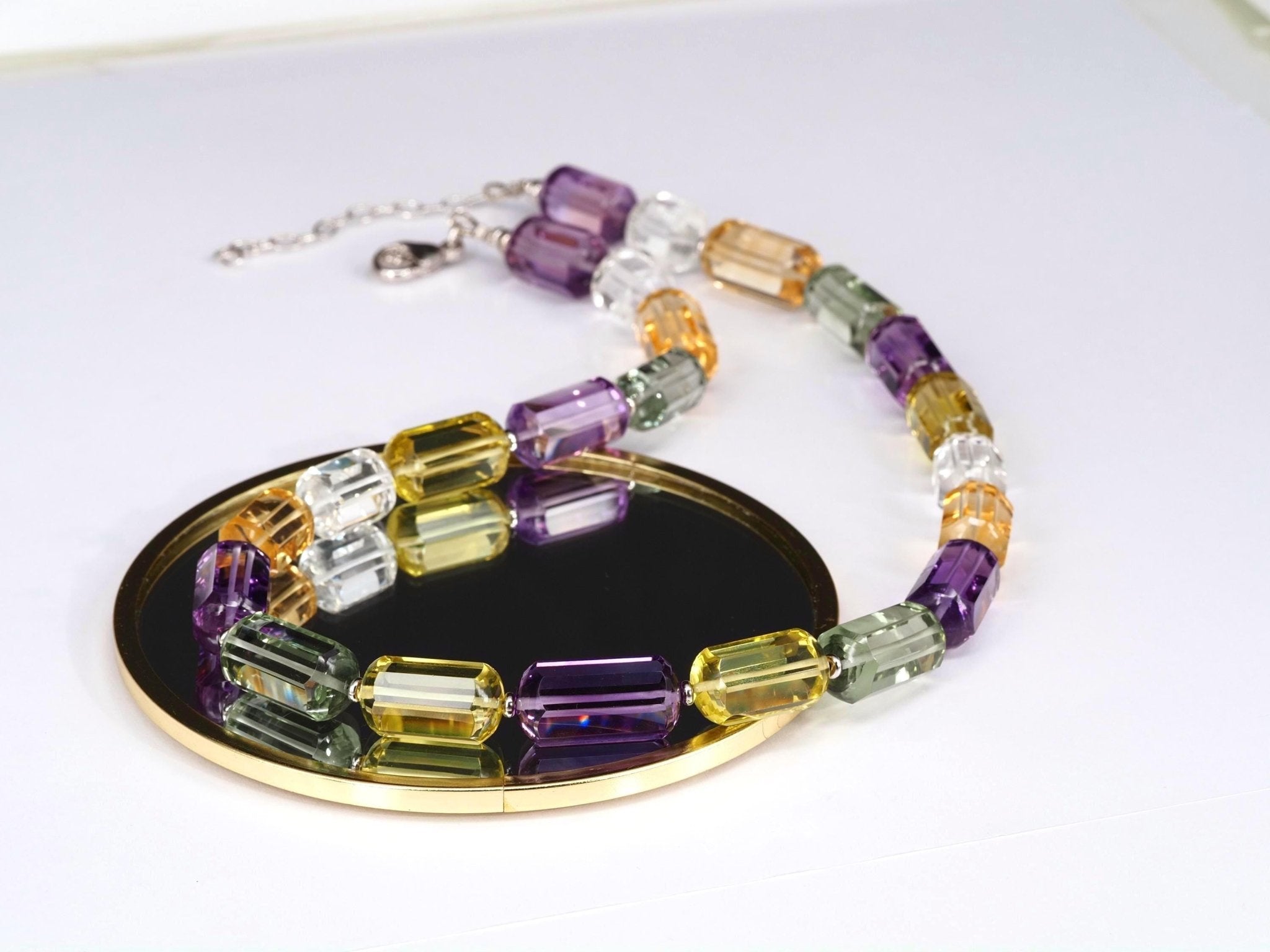 Bunte Edelstein Kette – makelloses Collier aus AAA Natursteinen