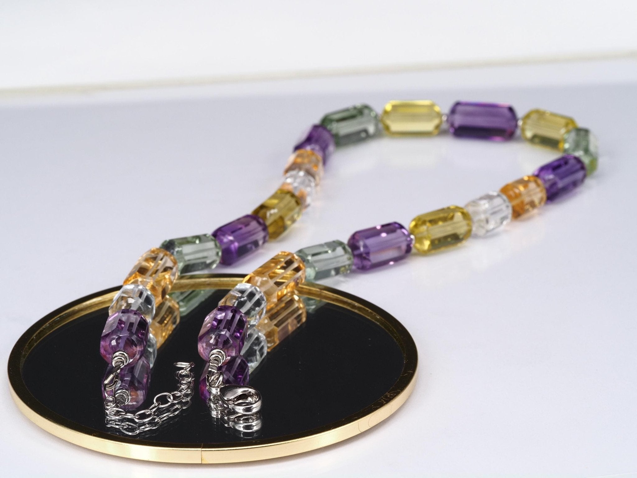 Bunte Edelstein Kette – makelloses Collier aus AAA Natursteinen