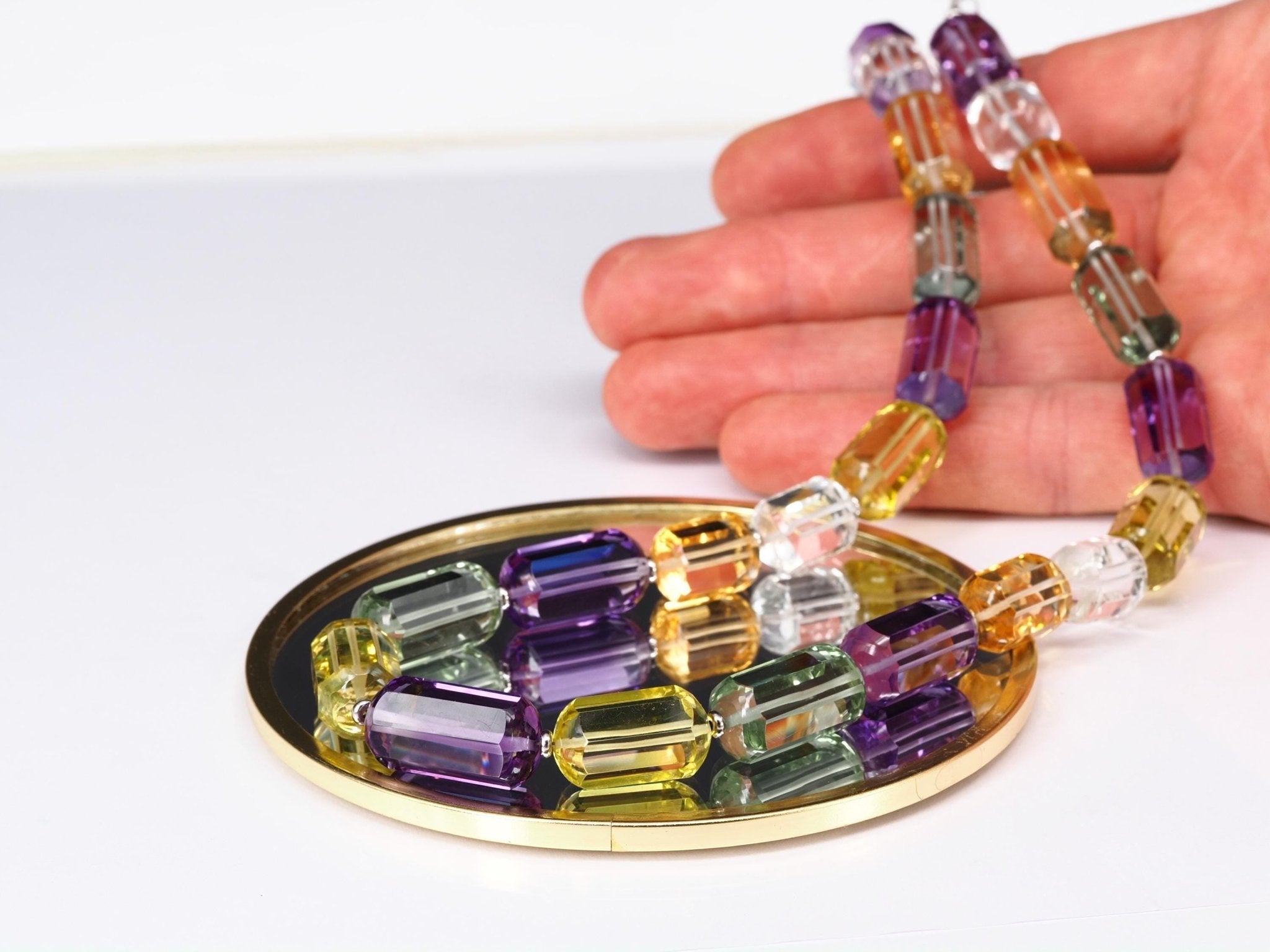 Bunte Edelstein Kette – makelloses Collier aus AAA Natursteinen