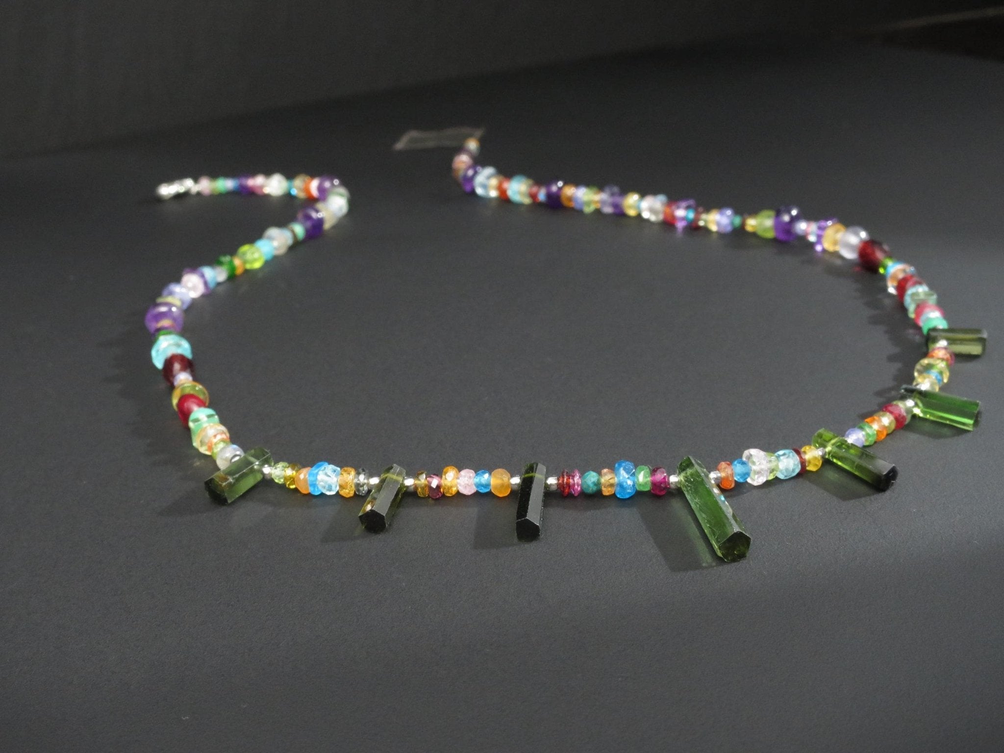 Bunte Edelstein Kette Saphir Turmalin Kyanit Peridot