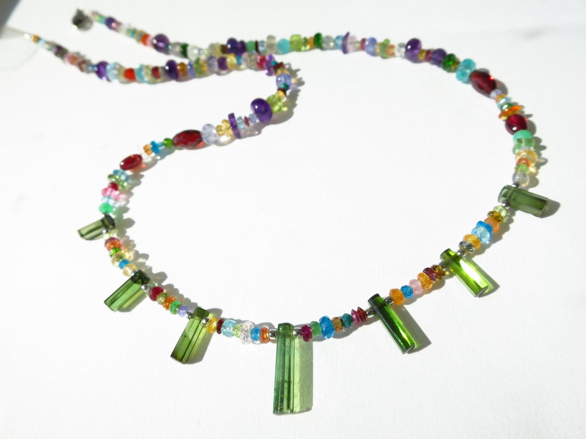 Bunte Edelstein Kette Saphir Turmalin Kyanit Peridot