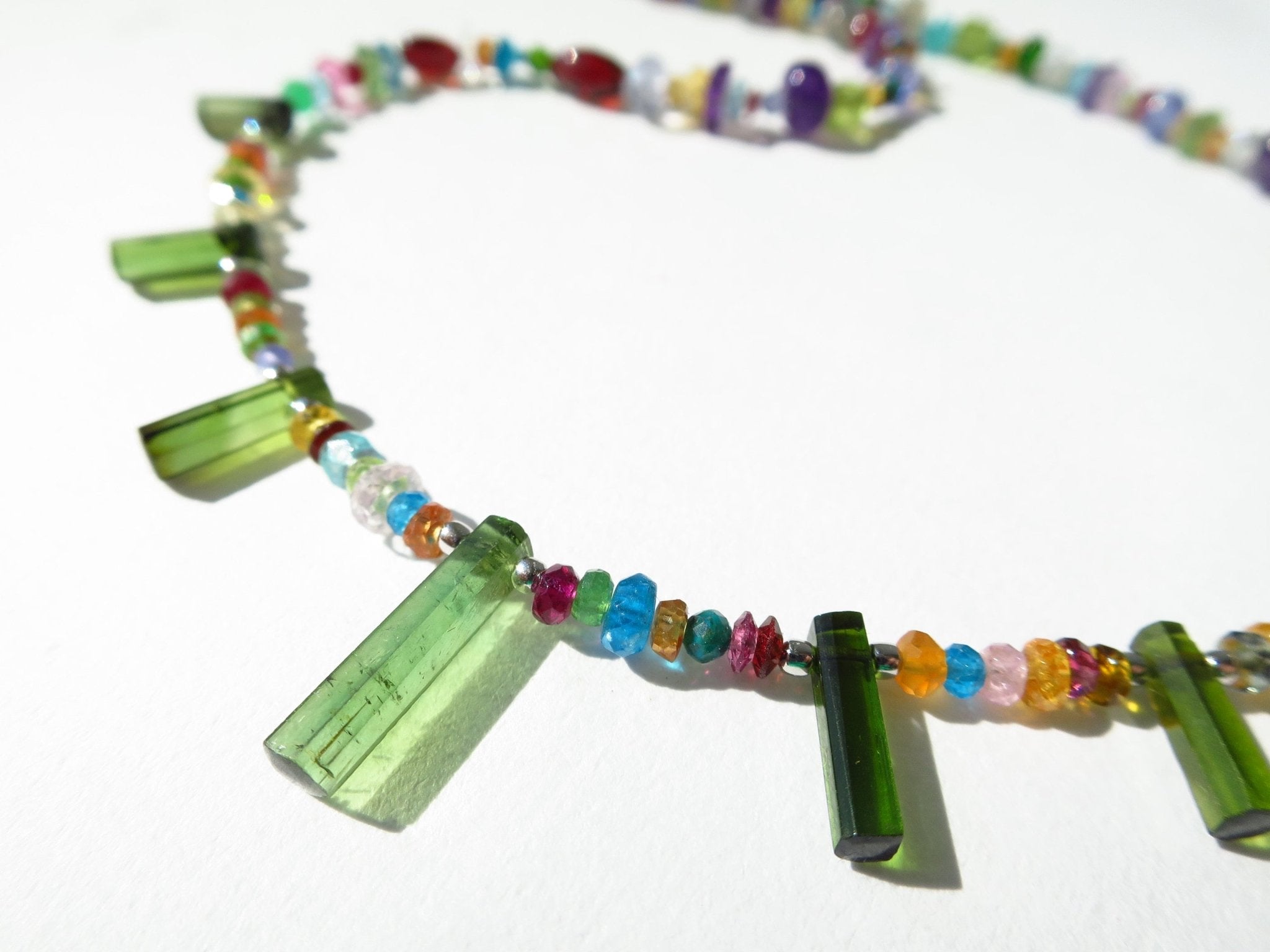 Bunte Edelstein Kette Saphir Turmalin Kyanit Peridot