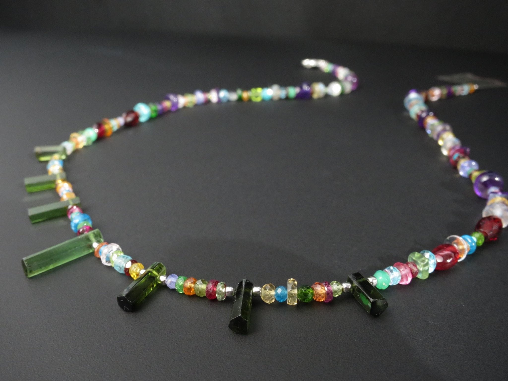 Bunte Edelstein Kette Saphir Turmalin Kyanit Peridot