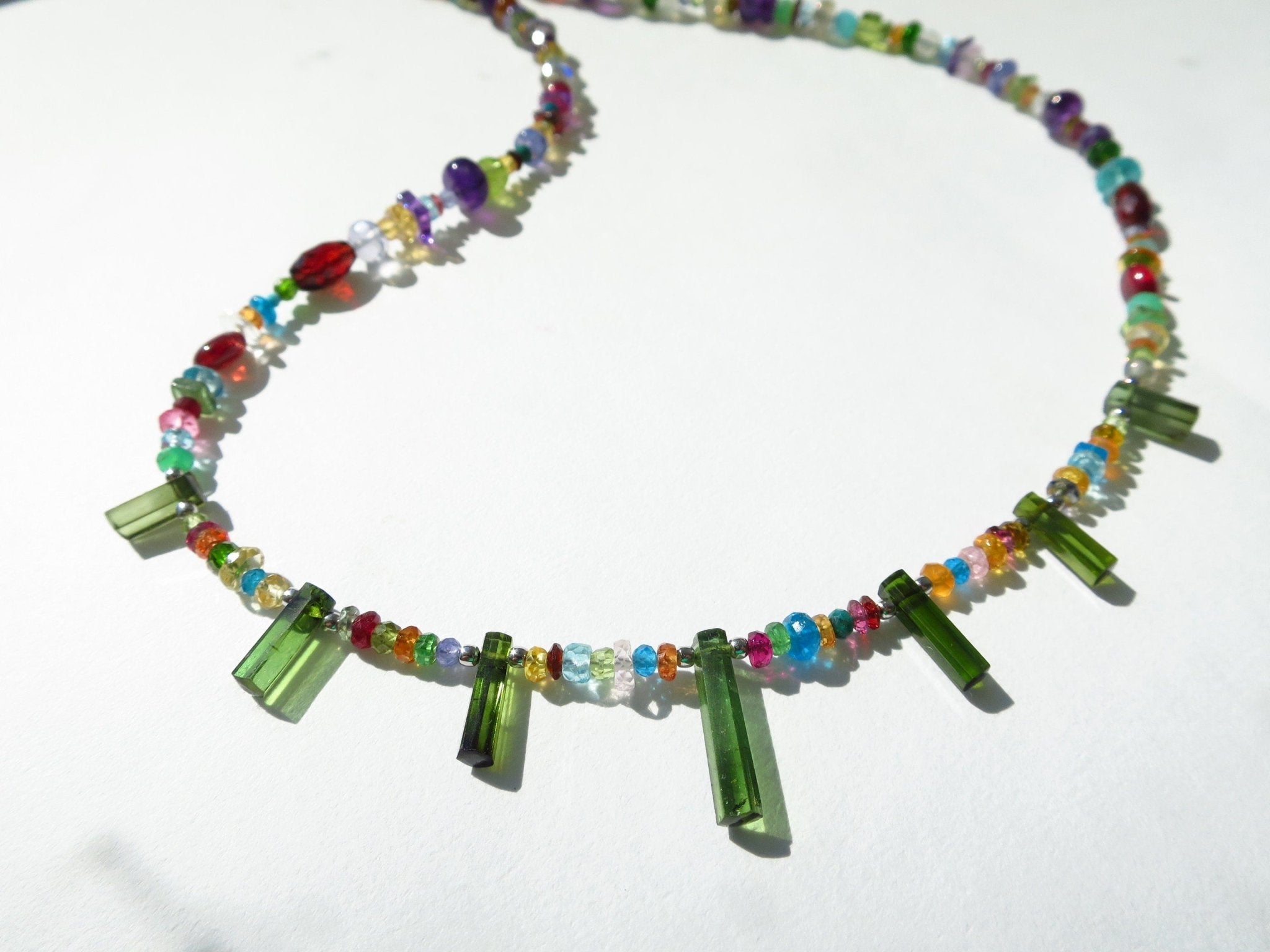 Bunte Edelstein Kette Saphir Turmalin Kyanit Peridot