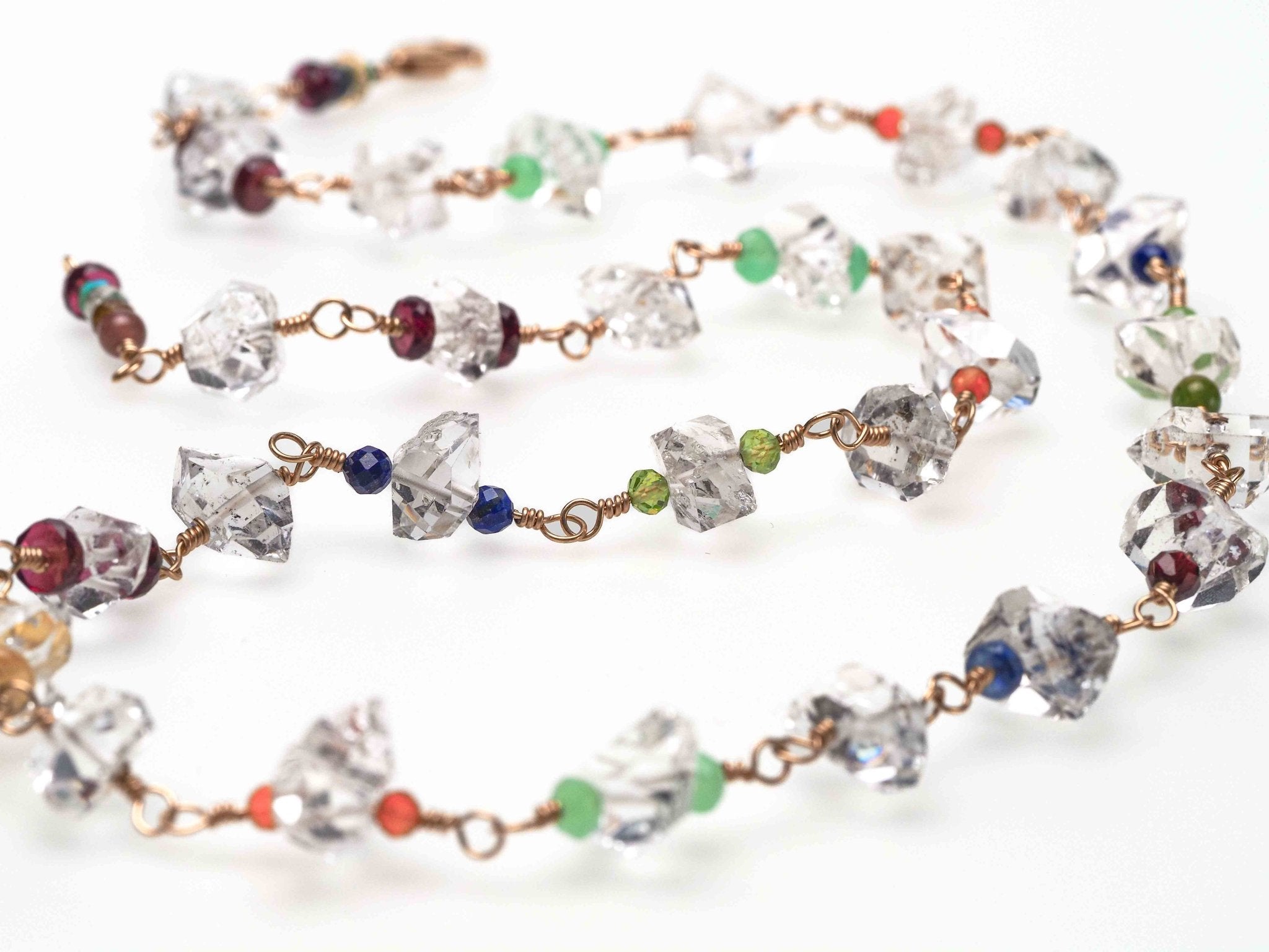bunte Herkimer Diamant Rosenkranz Kette Bergkristall