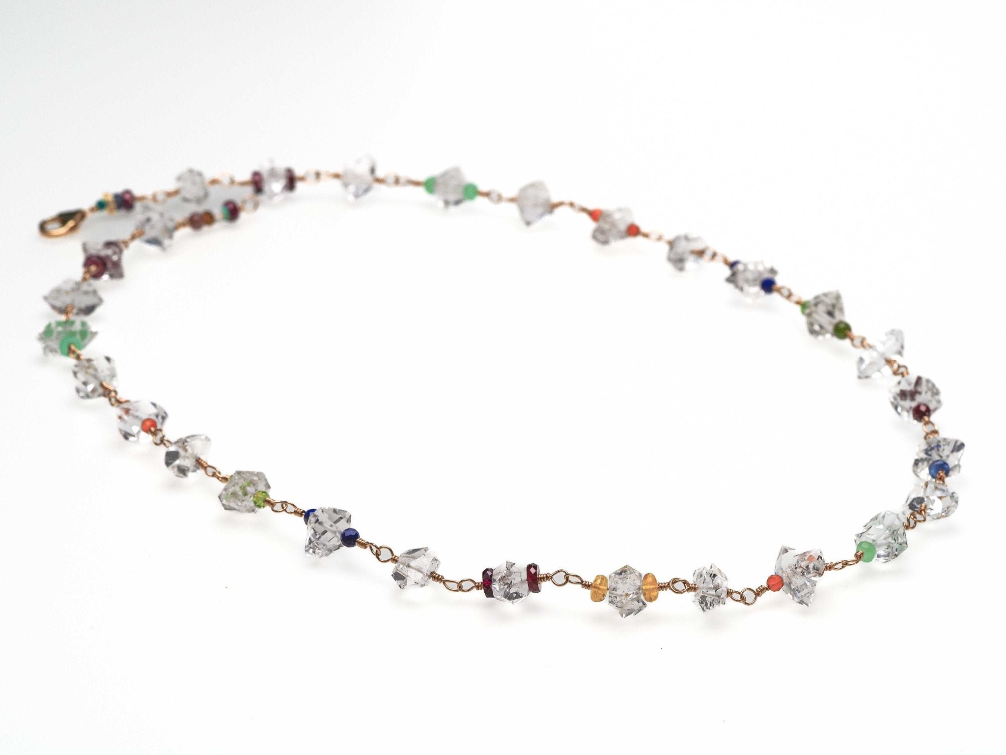 bunte Herkimer Diamant Rosenkranz Kette Bergkristall