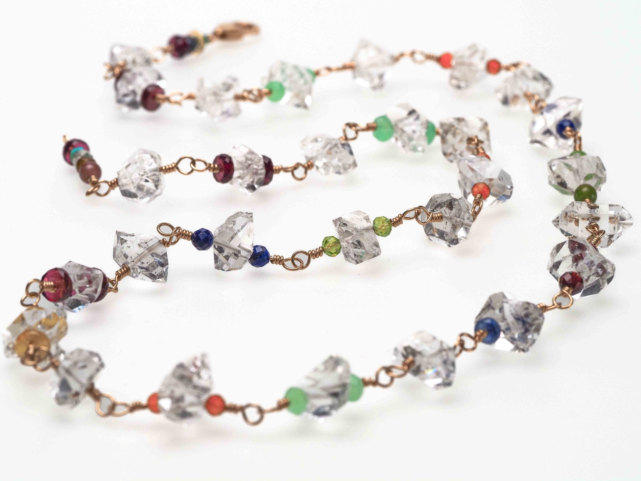 bunte Herkimer Diamant Rosenkranz Kette Bergkristall