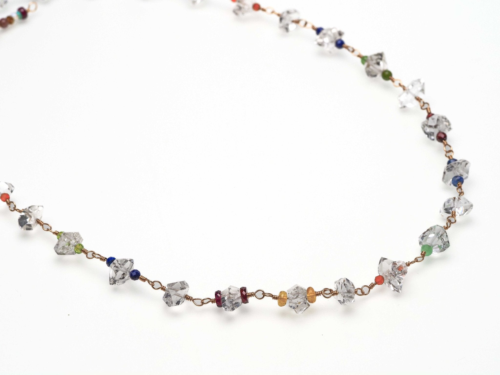 bunte Herkimer Diamant Rosenkranz Kette Bergkristall