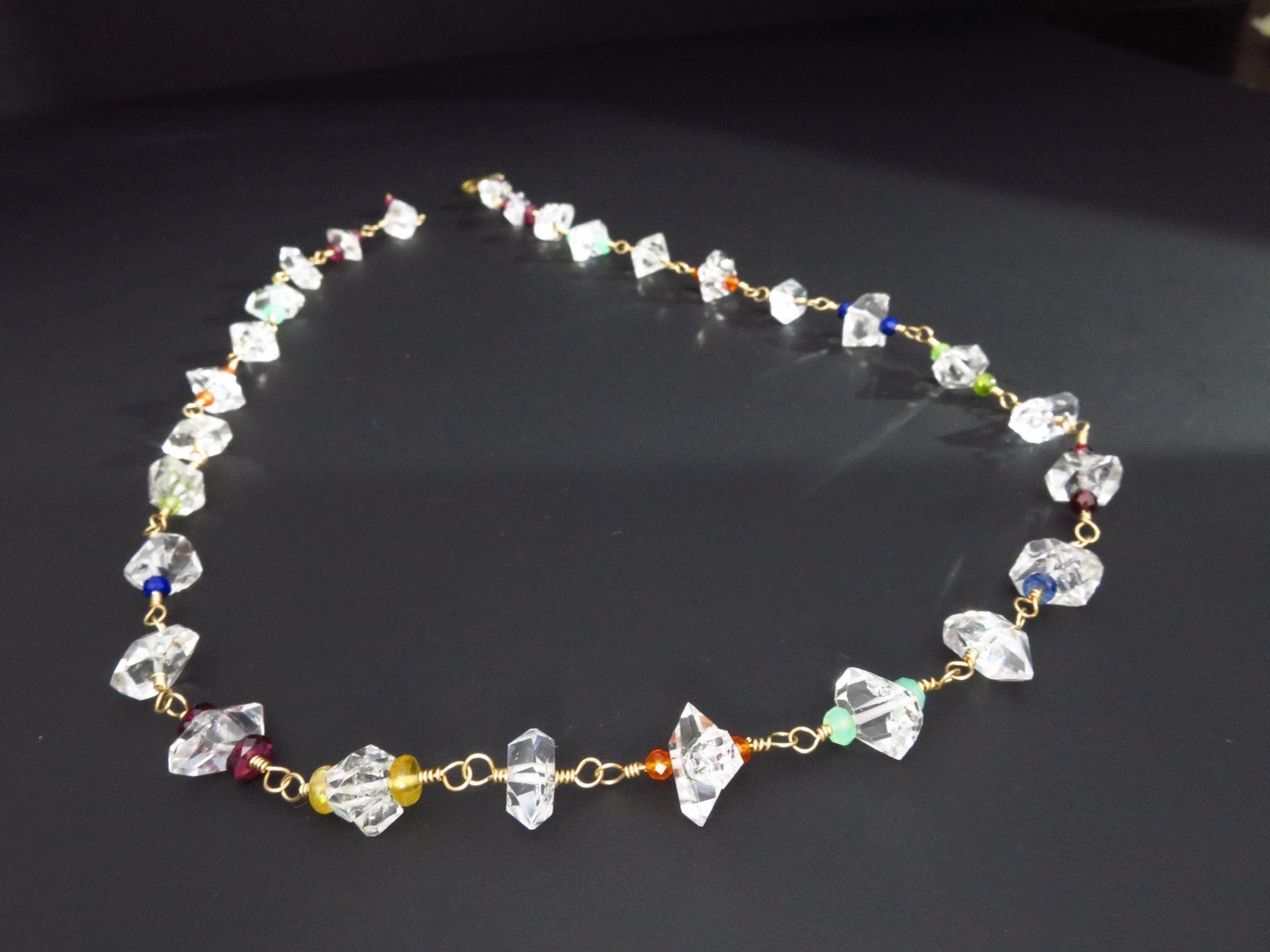 bunte Herkimer Diamant Rosenkranz Kette Bergkristall