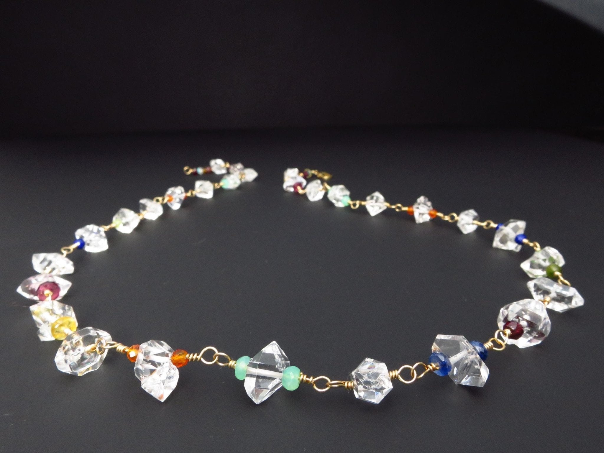 bunte Herkimer Diamant Rosenkranz Kette Bergkristall