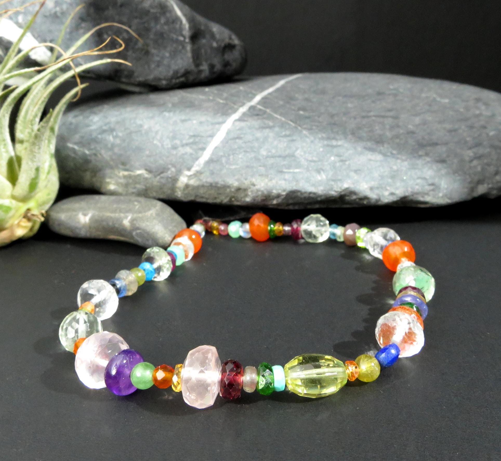 Buntes Armband Natur Edelsteine Amethyst Citrin Granat