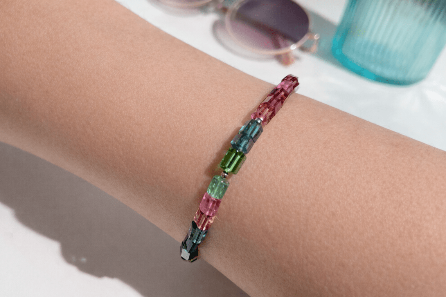 Buntes Turmalin Armband – farbenfroh mit Silberverschluss