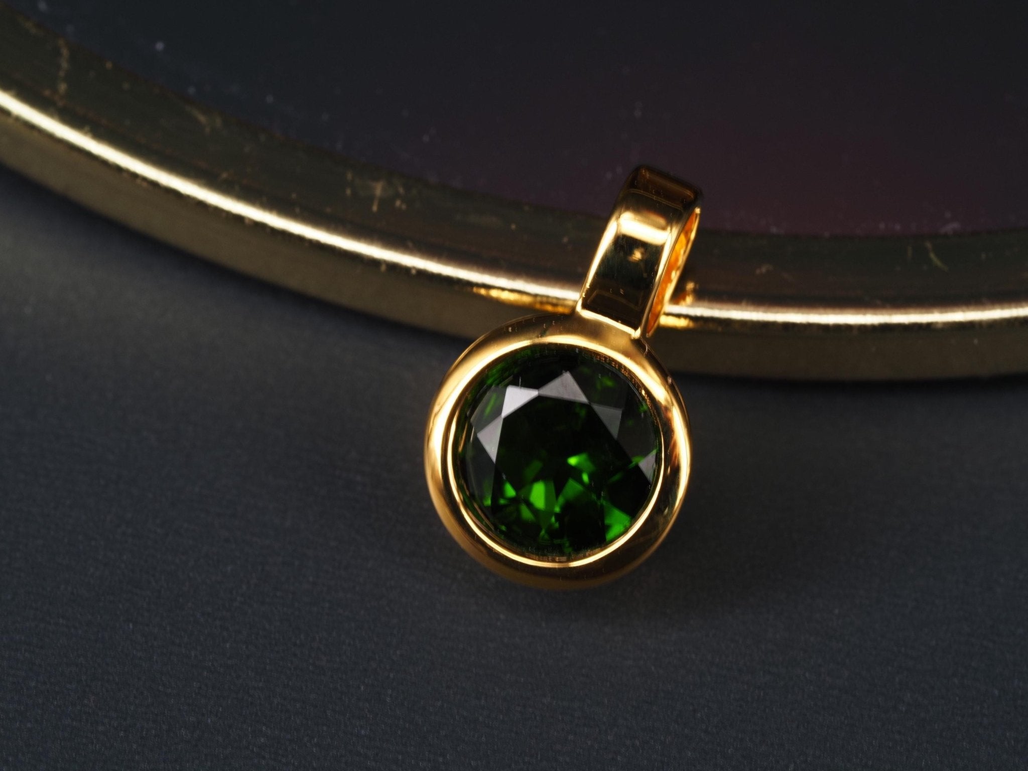 Chromdiopsid Anhänger grün Sterling Silber vergoldet