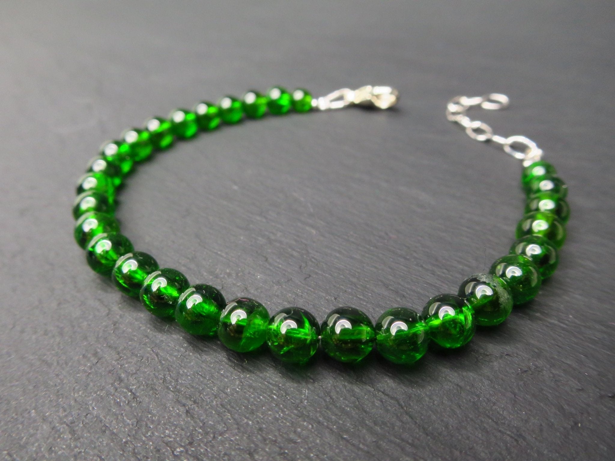 Chromdiopsid Armband grünes Edelsteinarmband 5.5 mm