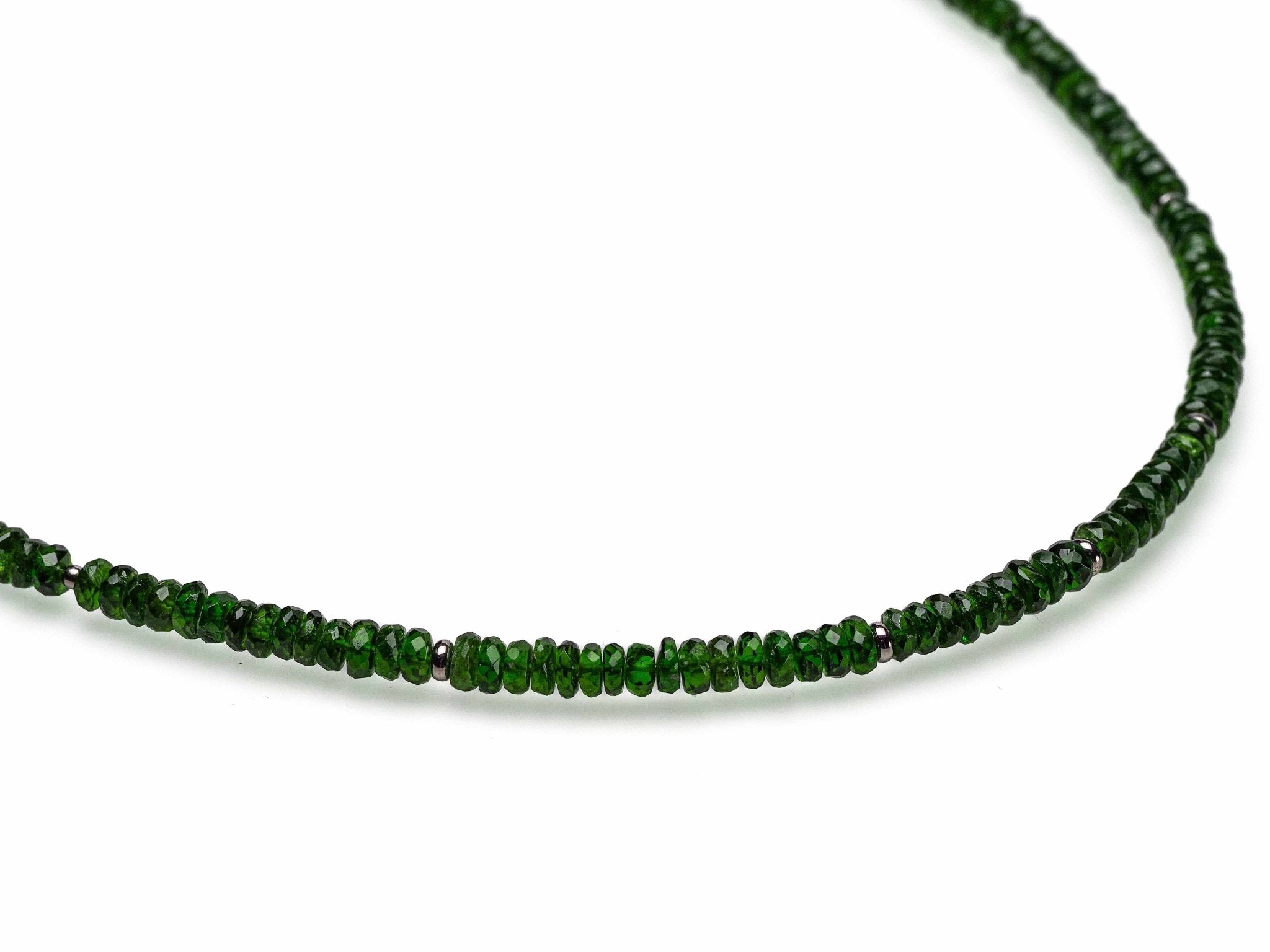 Chromdiopsid Collier grüne Edelstein Kette facettiert