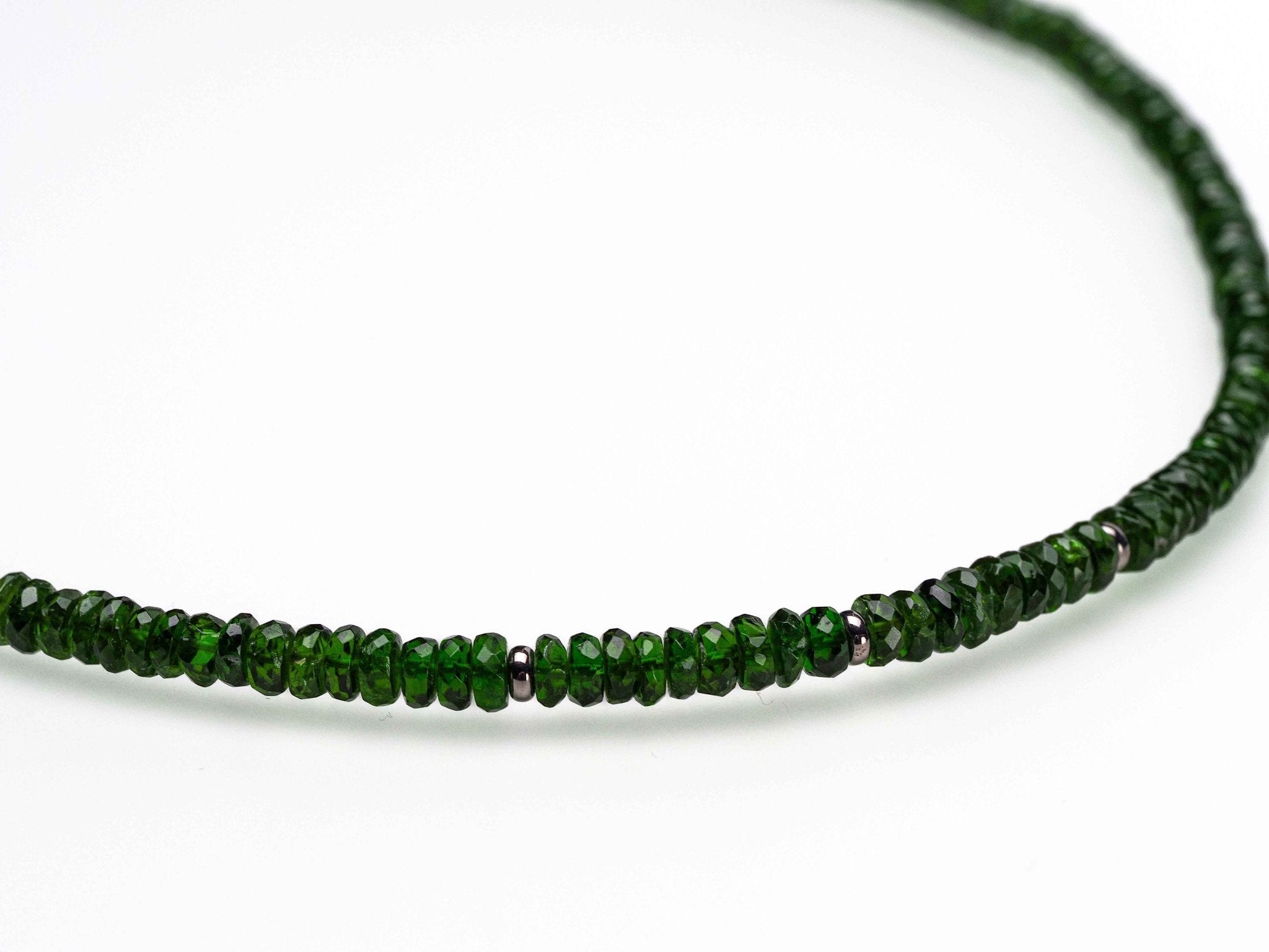 Chromdiopsid Collier grüne Edelstein Kette facettiert