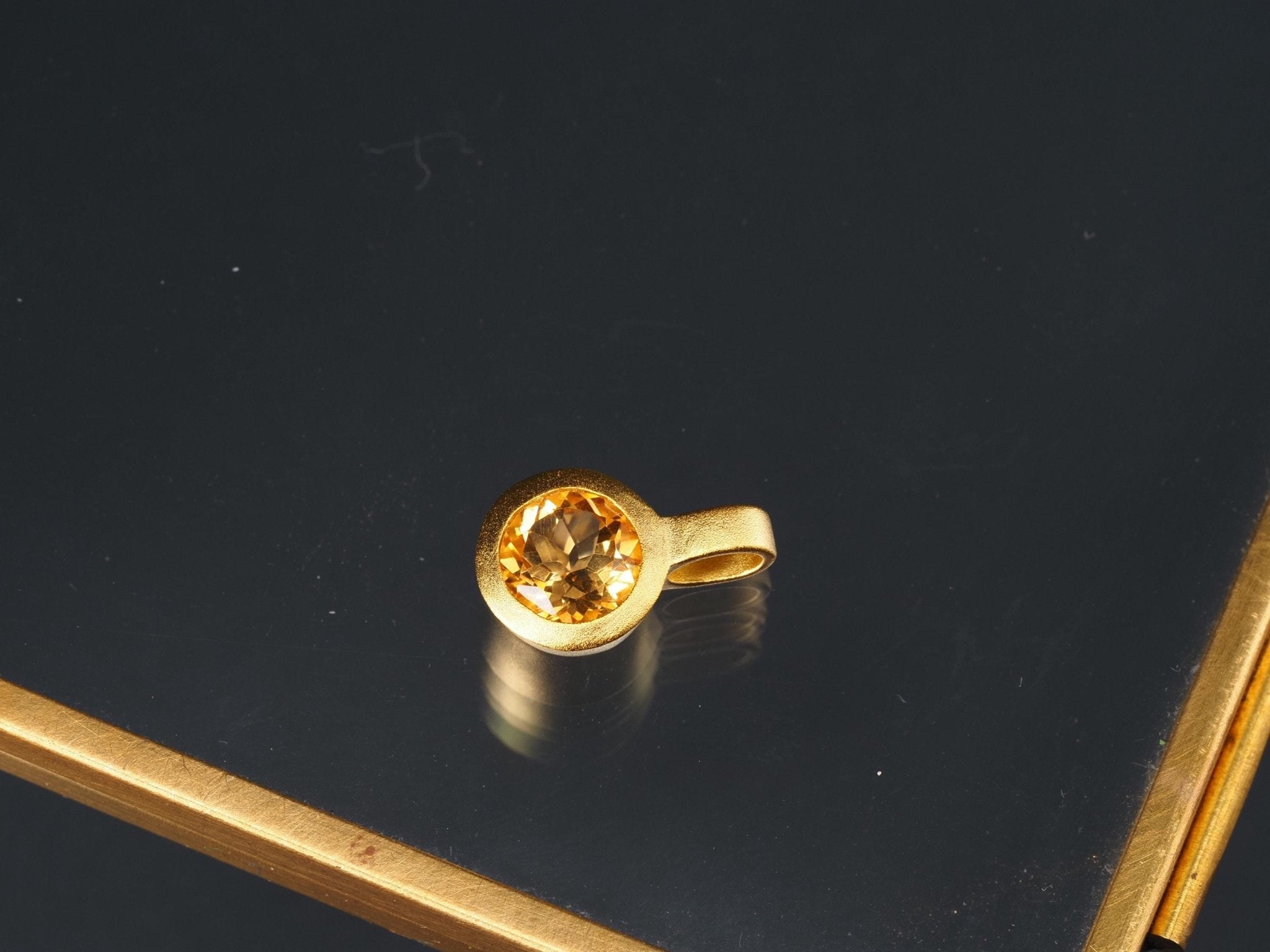 Citrin Anhänger Sterling Silber vergoldet zart