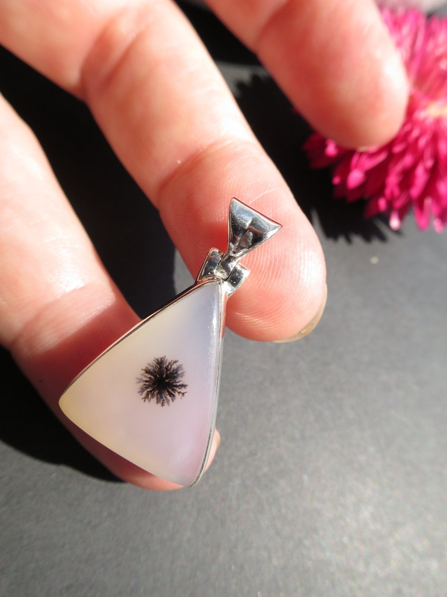 Dendrit Achat Anhänger Sterling Silber Dentriten Achat